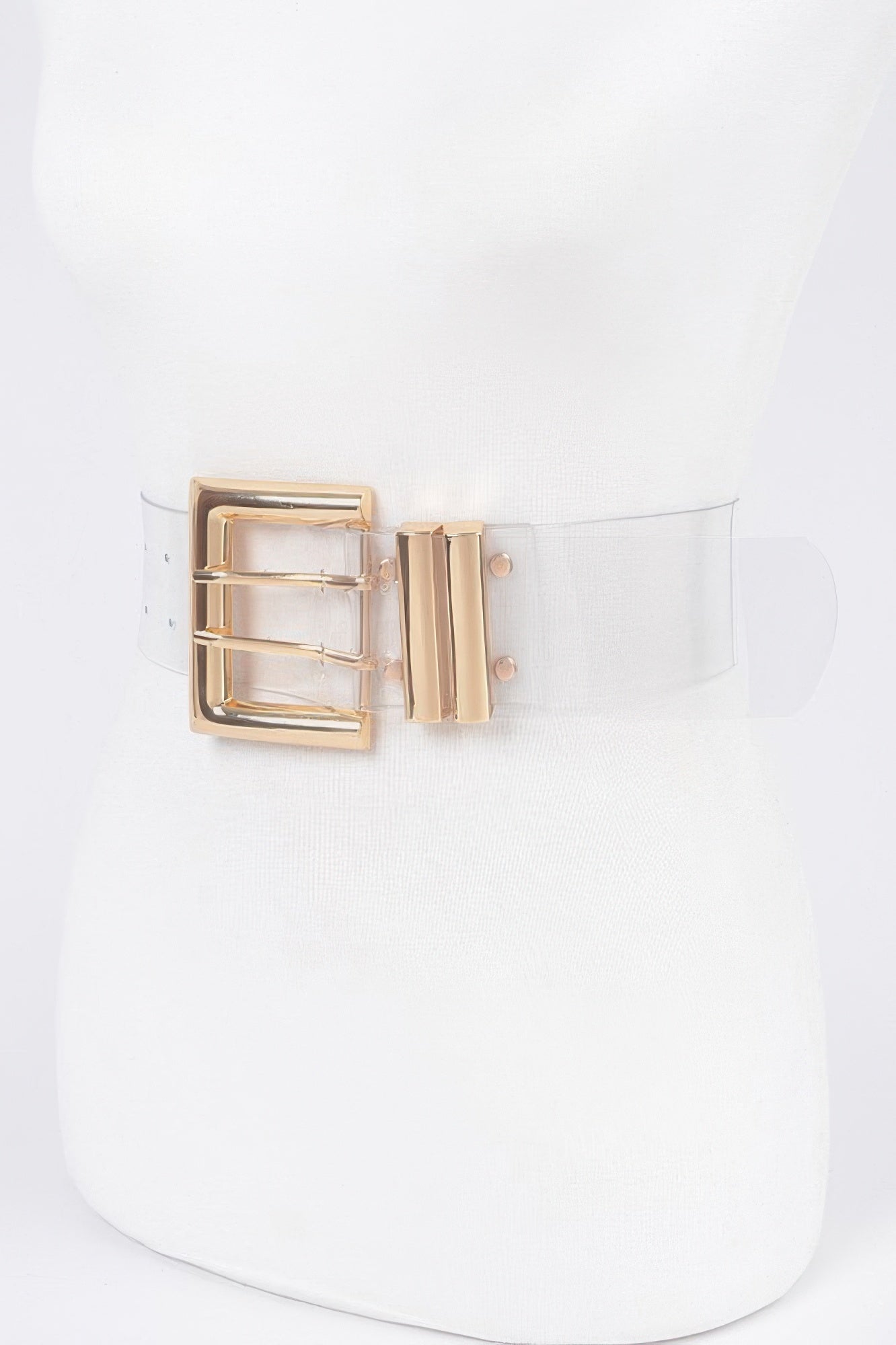 Clear Gold Buckle Elastic Plus-Size Belt Secondary image