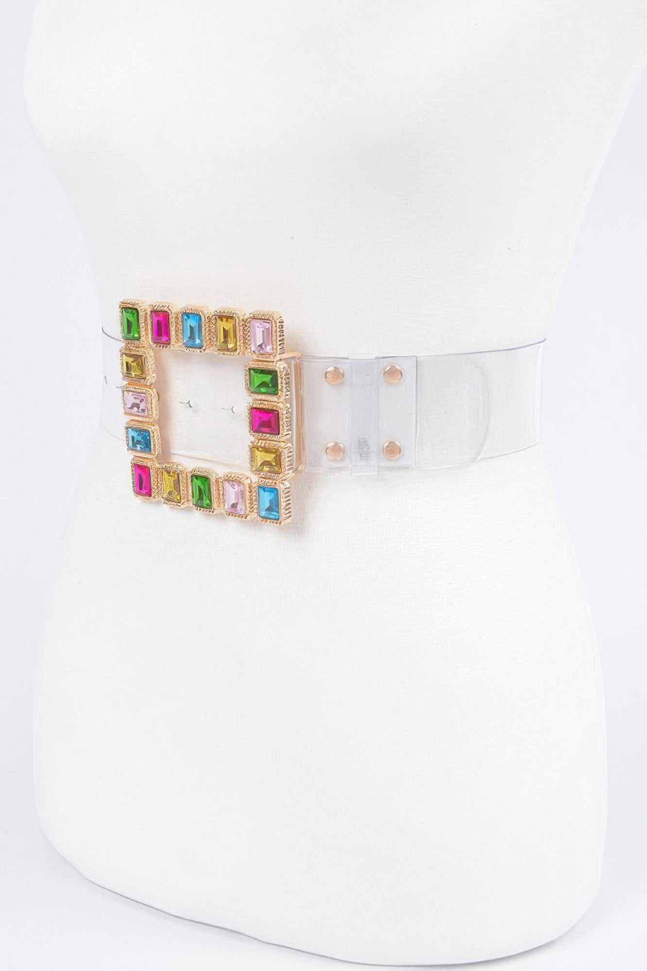 Transparent PVC Belt with Multicolor Stone Buckle Secondary image