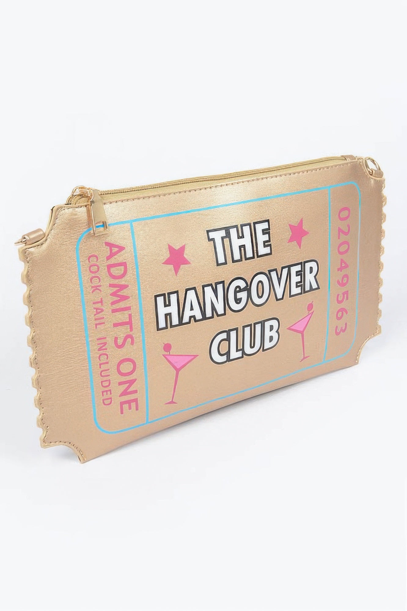 Printed Message Zip Clutch With Chain Strap Secondary image