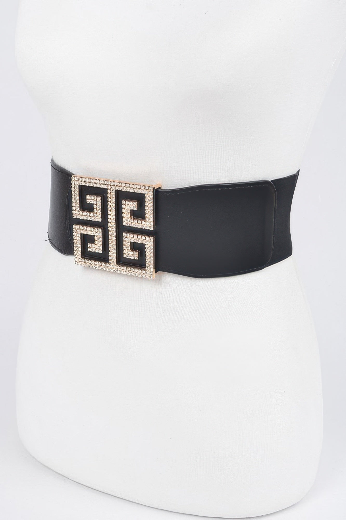 Rhinestone Statement Buckle Stretch Waist Belt Secondary image