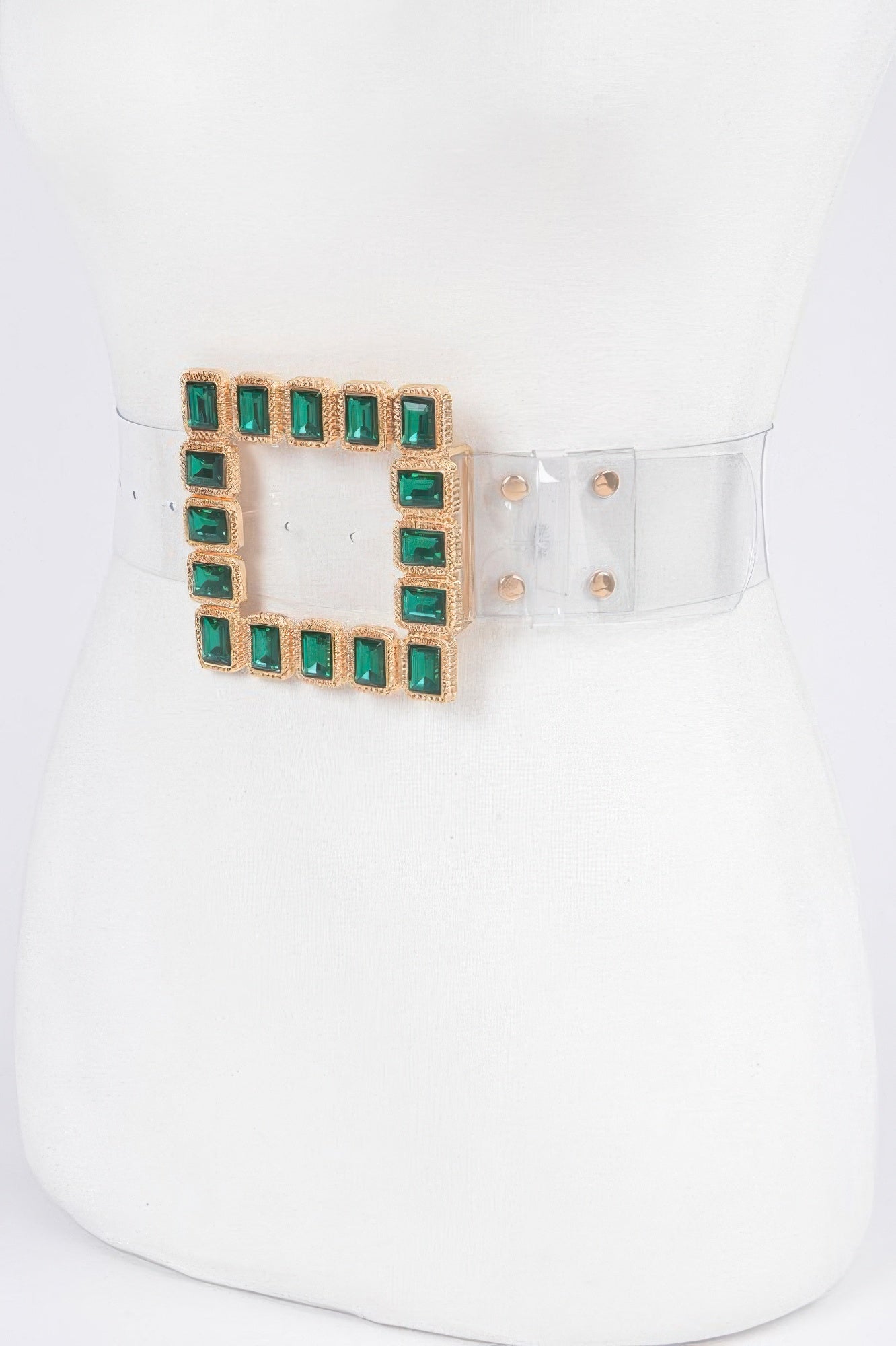 Faux Leather Waist Belt with Stone-Accent Buckle Secondary image