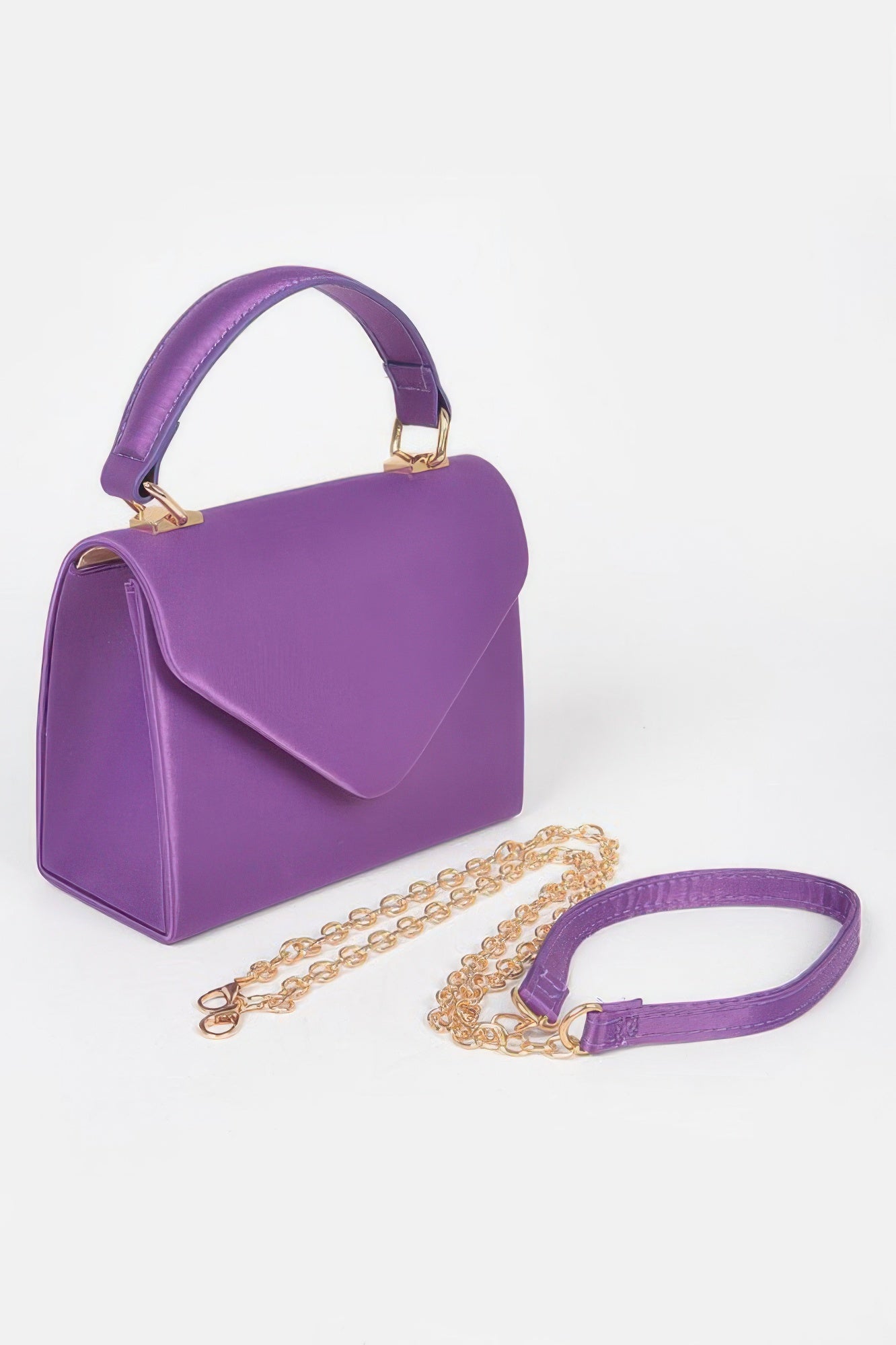 Satin Flap Handbag With Top Handle and Crossbody Strap Secondary image