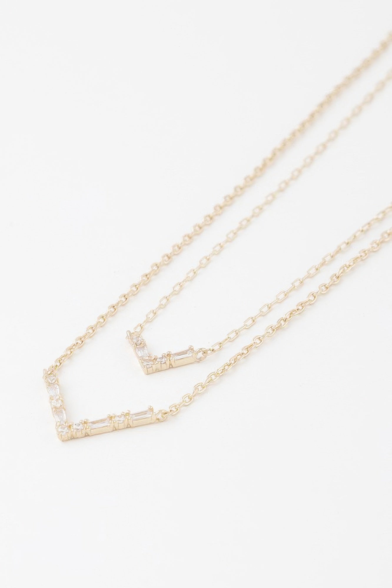 Layered V-Shape Double Strand Necklace Secondary image