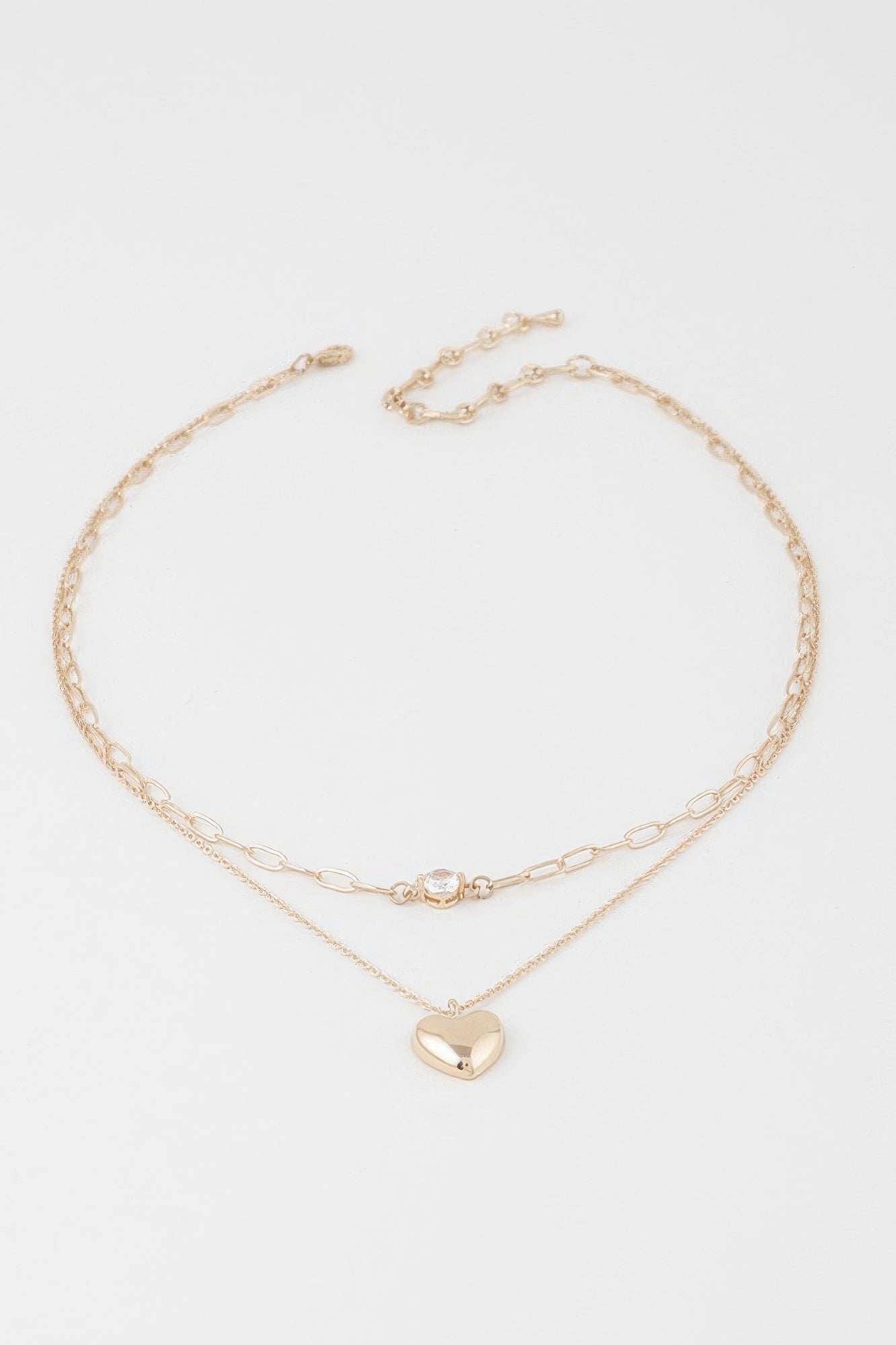 Layered Heart Pendant Chain Necklace Secondary image