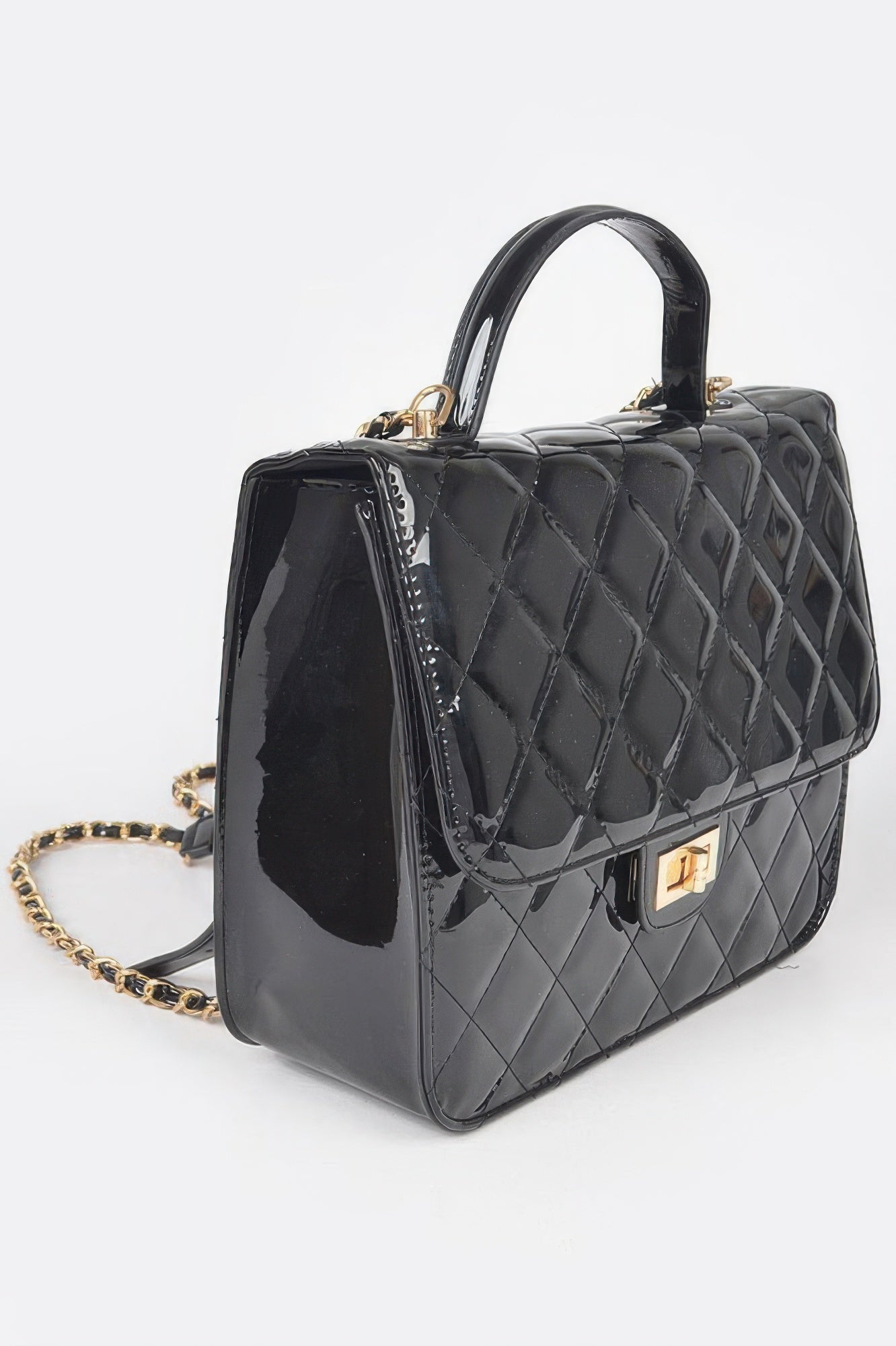 Quilted Enamel Chain-Strap Bag Secondary image