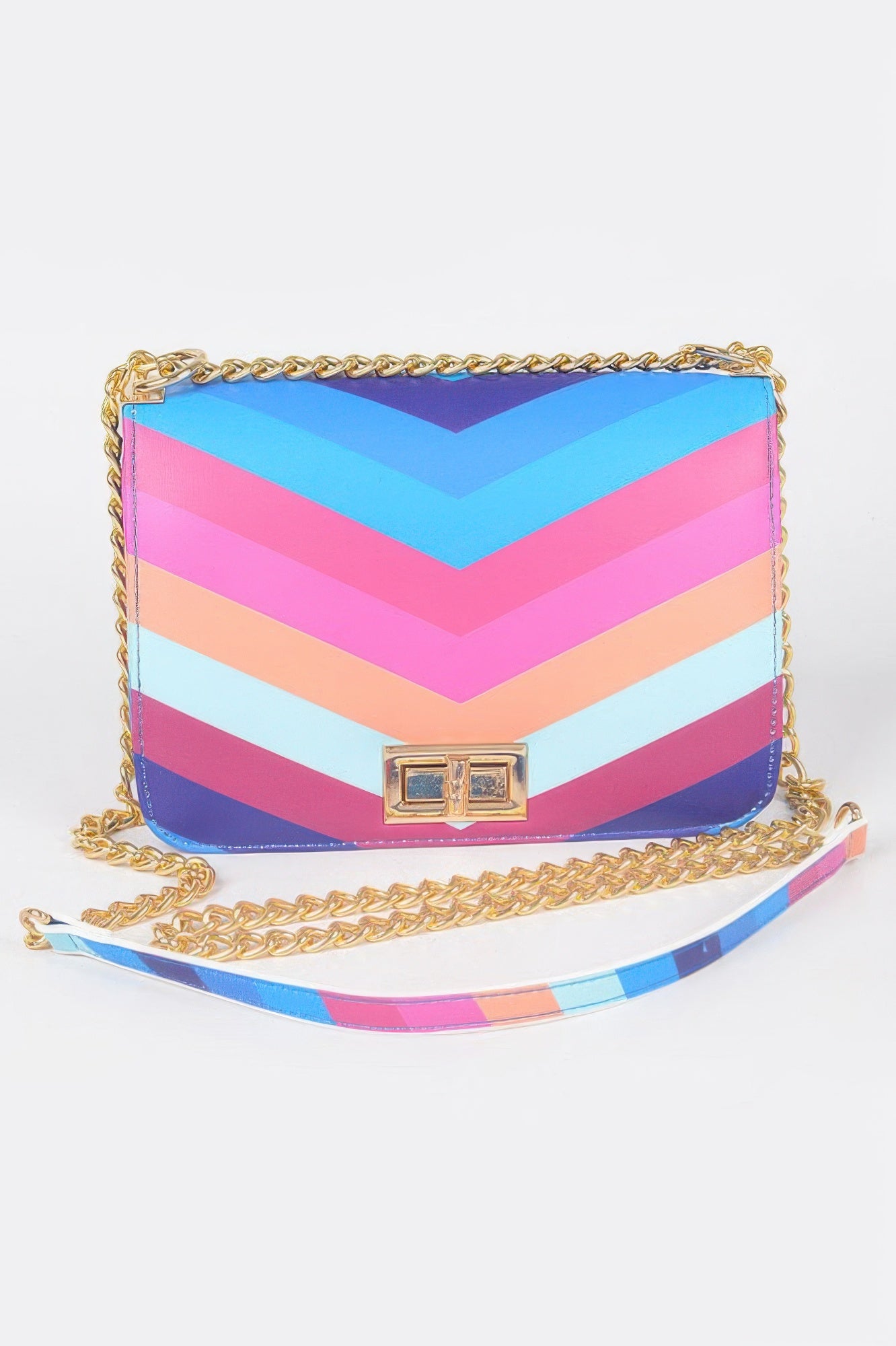 Multicolor Chevron Flap Shoulder Bag Secondary image