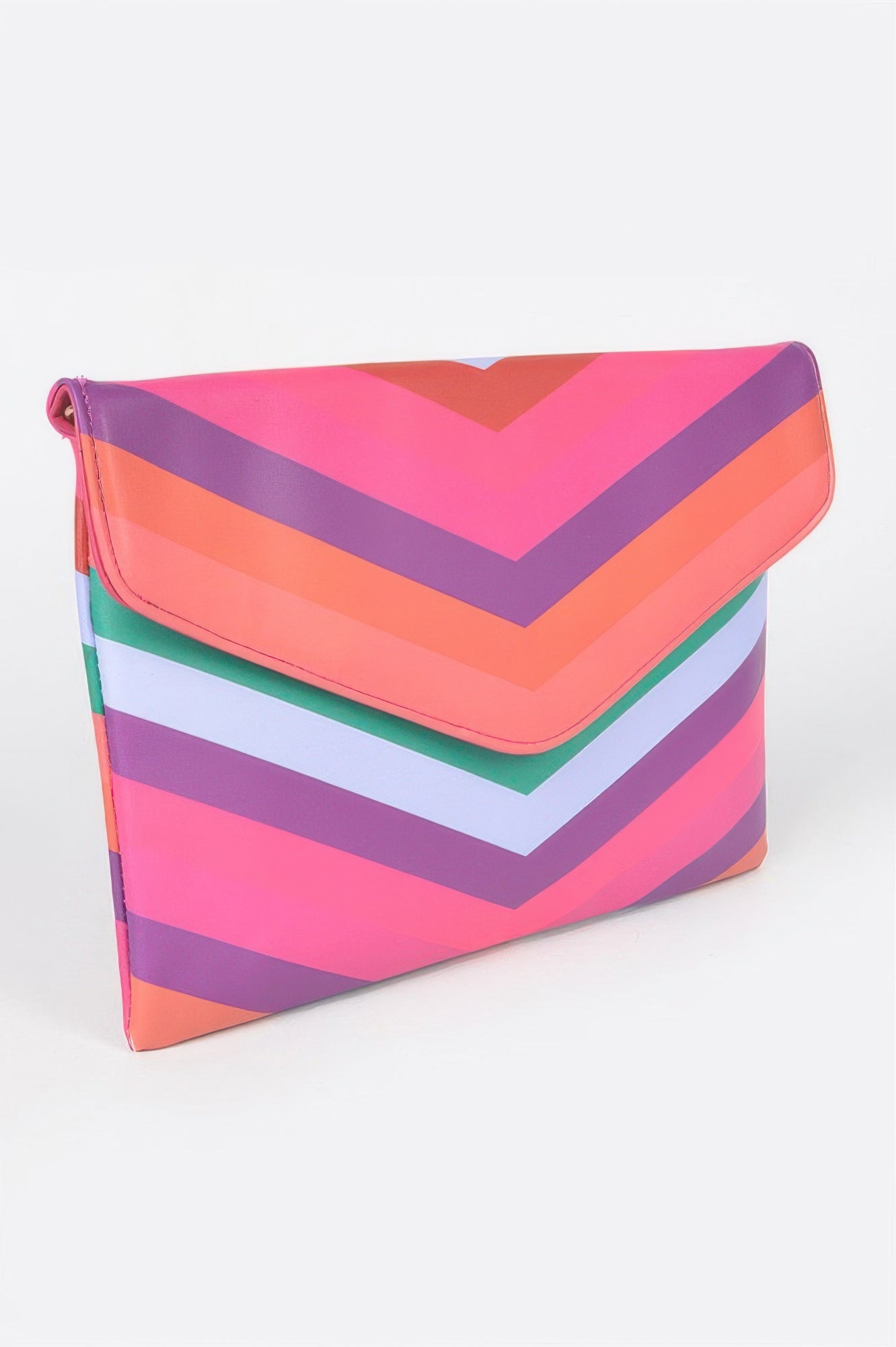 Multicolor Chevron Envelope Clutch With Chain Strap Secondary image