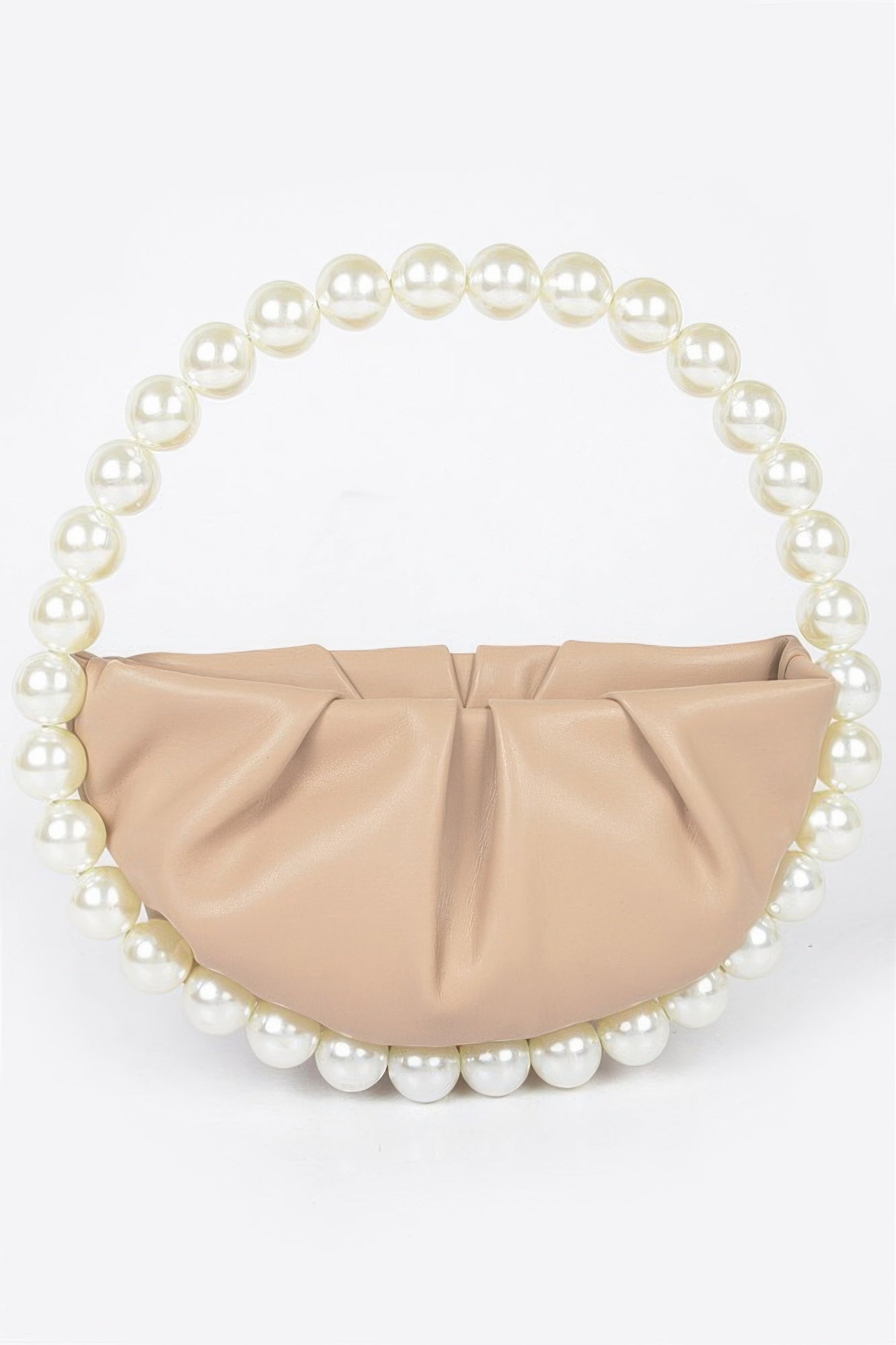 Vegan Leather Pearl Handle Gathered Handbag Secondary image
