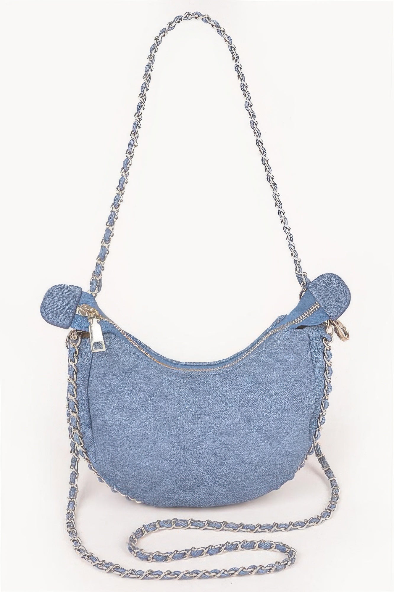 Quilted Vegan Denim Leather Chain Crossbody Bag Secondary image