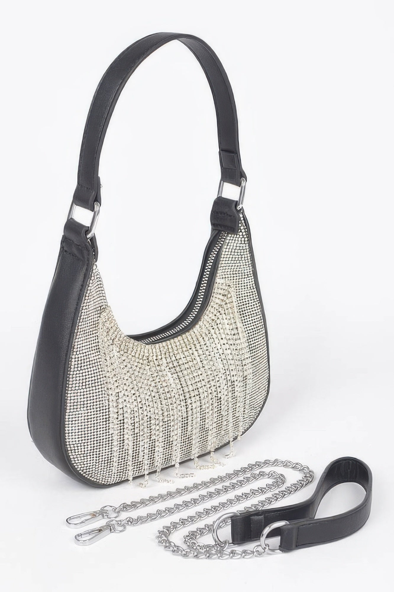 Rhinestone Fringe Hobo Shoulder Bag Secondary image