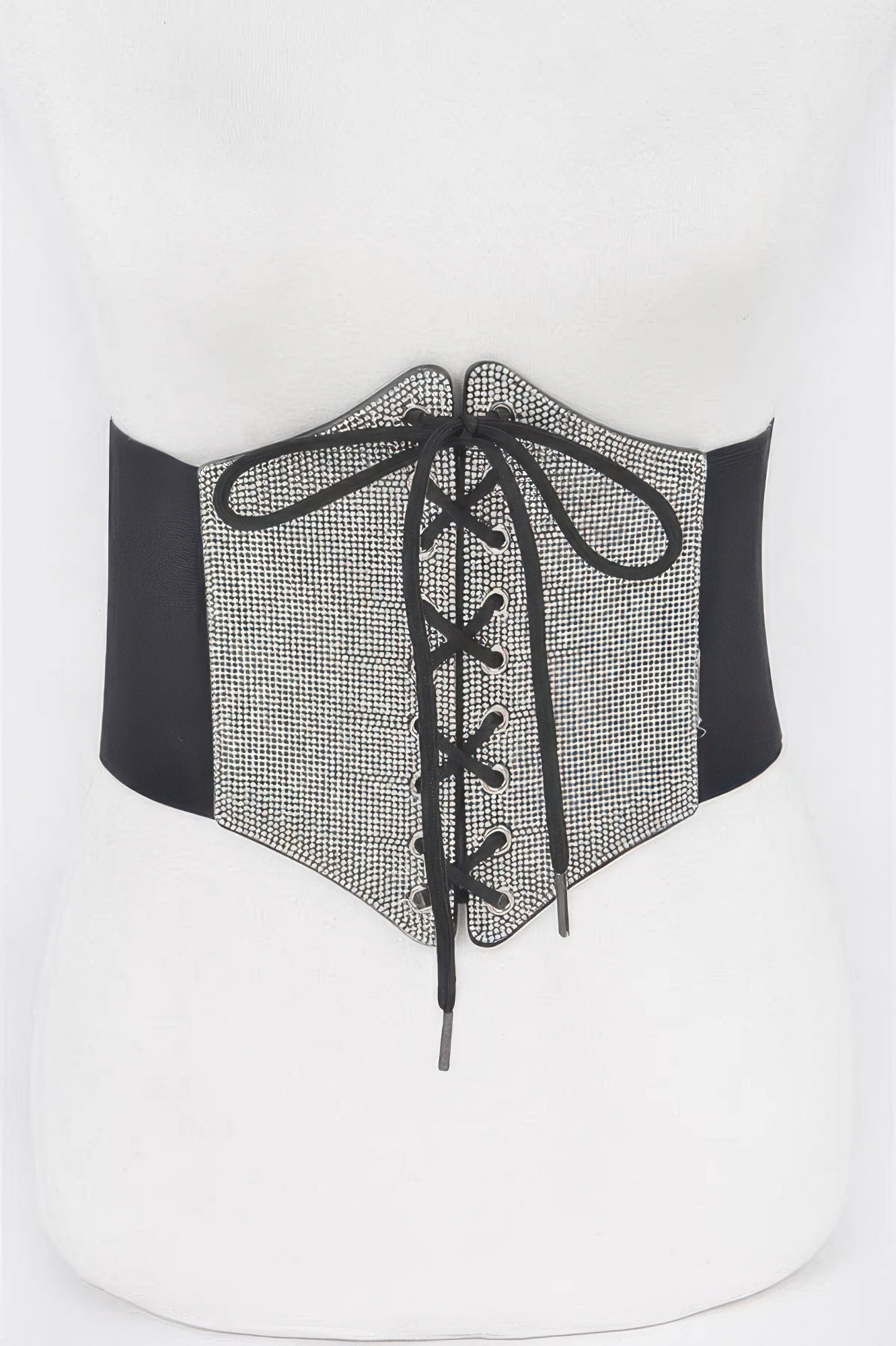 Black Rhinestone Corset-Style Waist Belt Secondary image