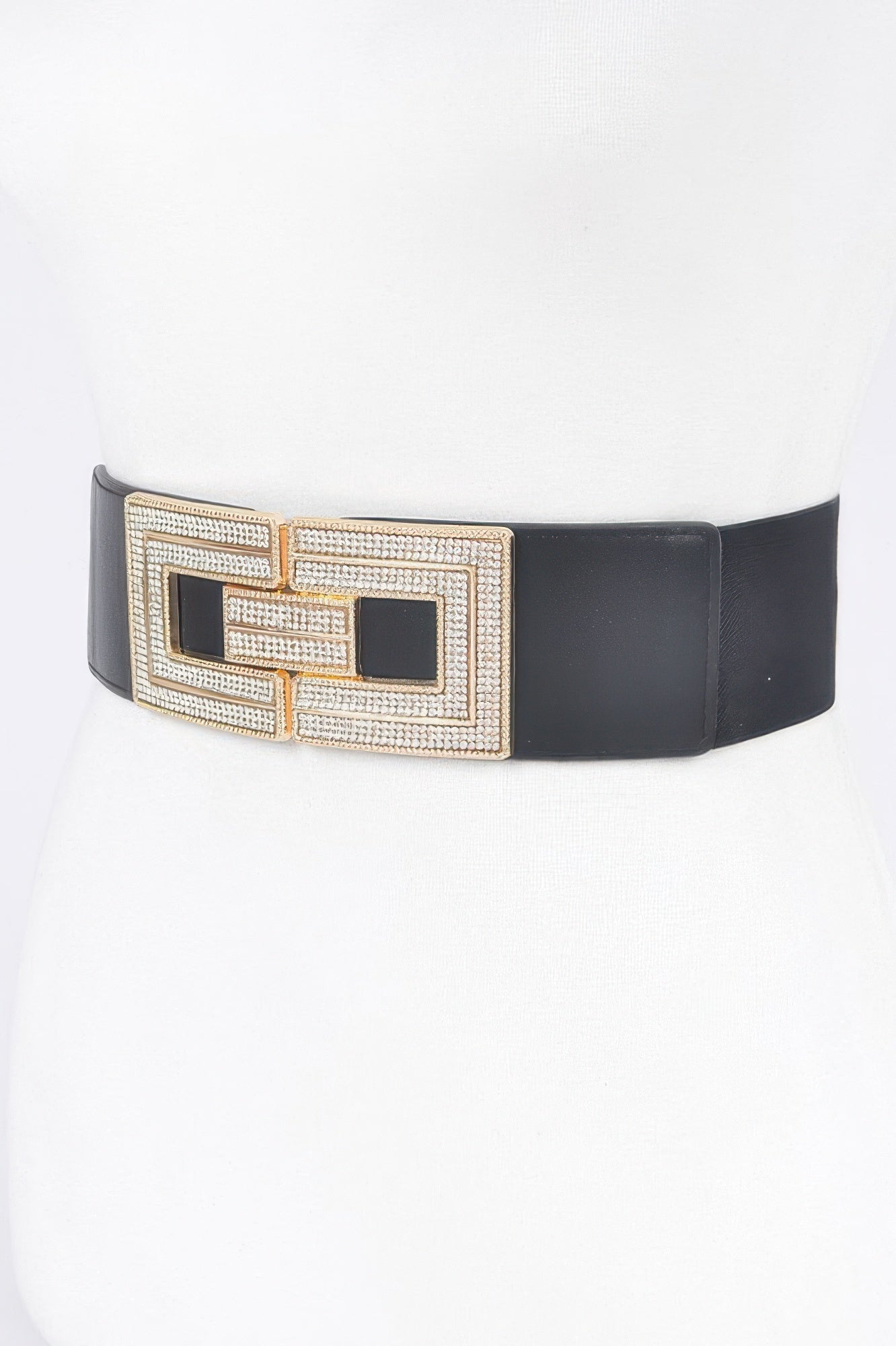 Plus Size Elastic Belt with Rhinestone Buckle Secondary image