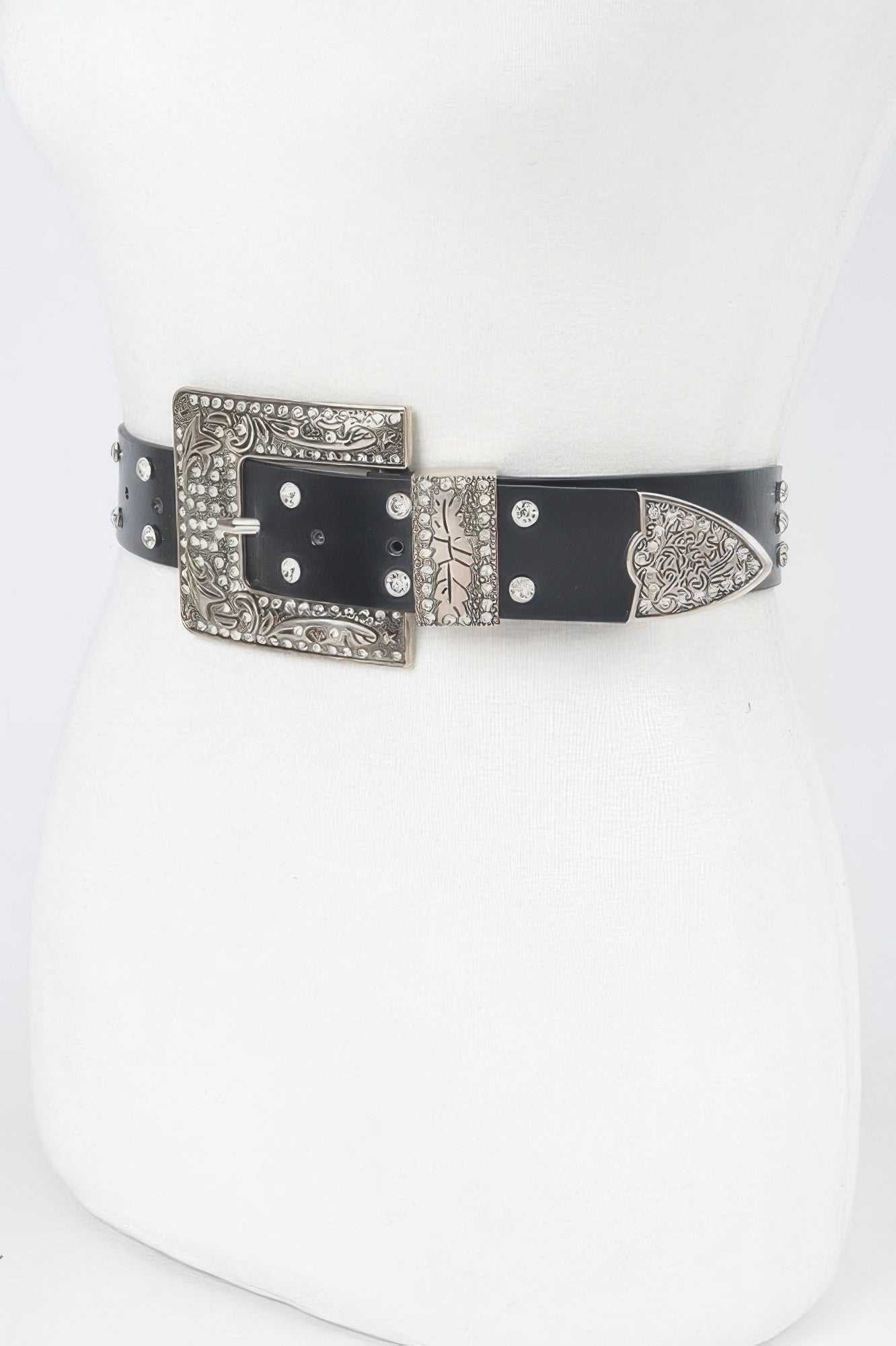 Plus Size Ornate Buckle Studded Belt Secondary image