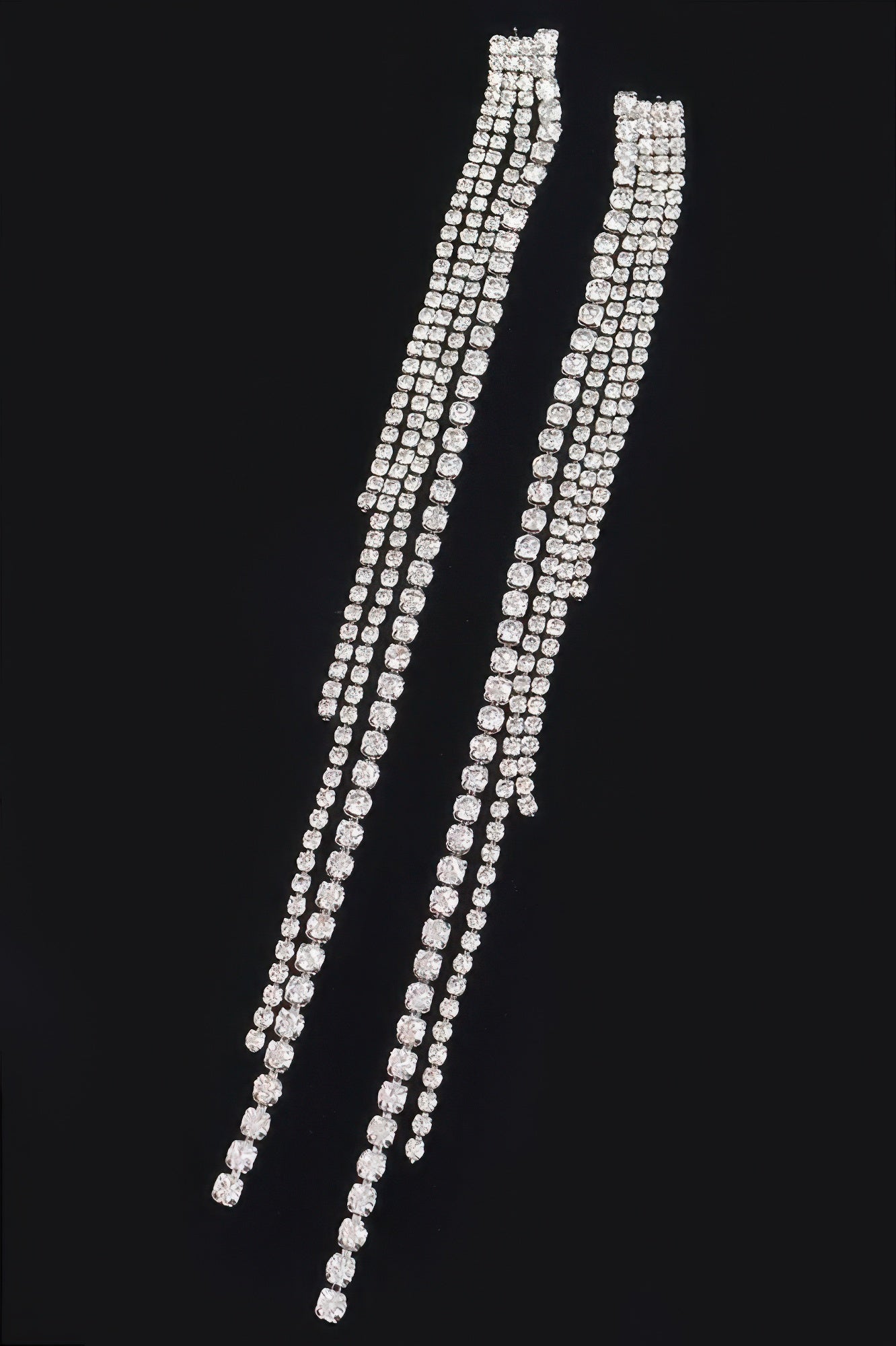 Long Rhinestone Strand Drop Earrings Secondary image