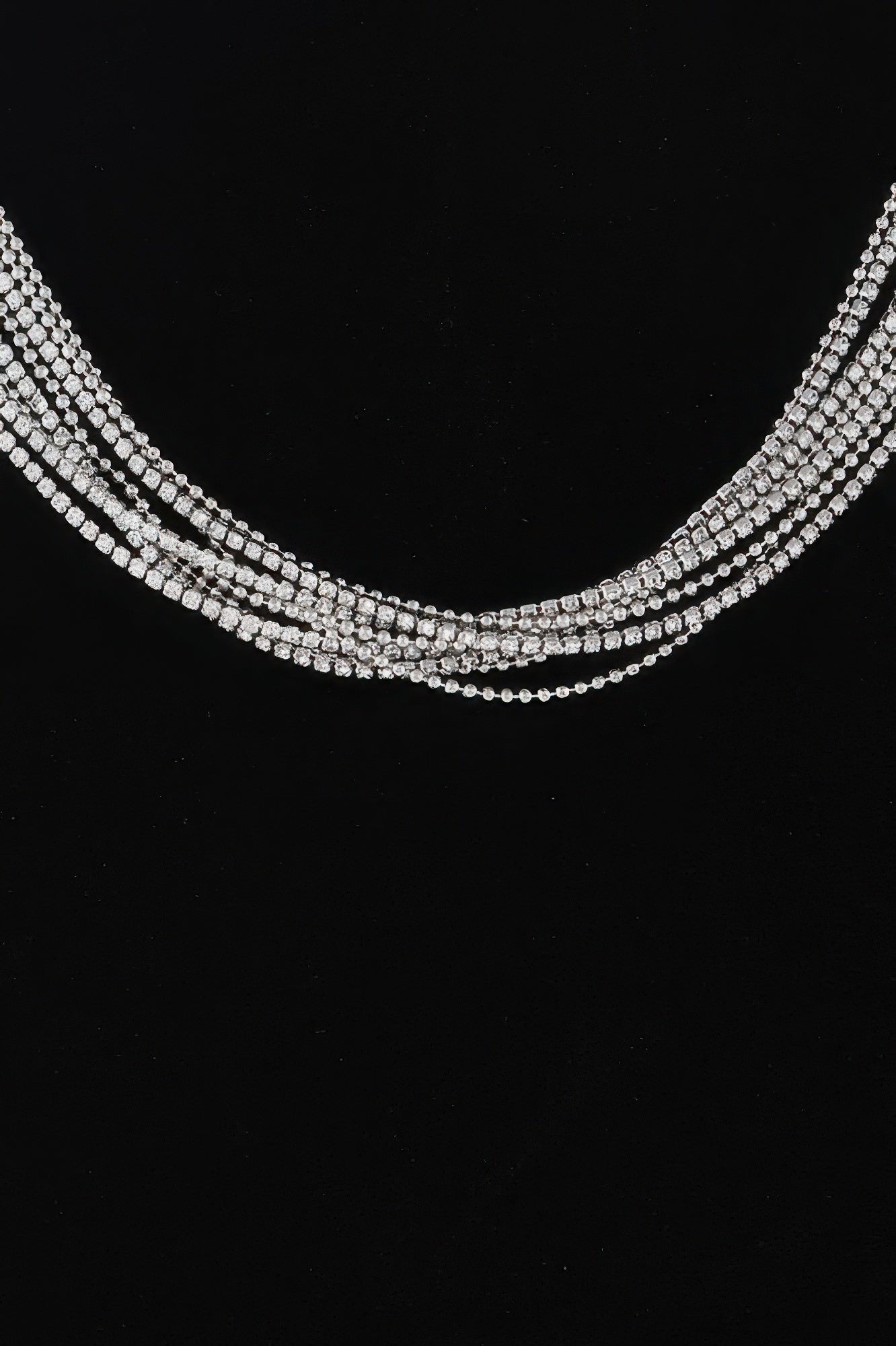 Layered Silver Clear Rhinestone Necklace Secondary image