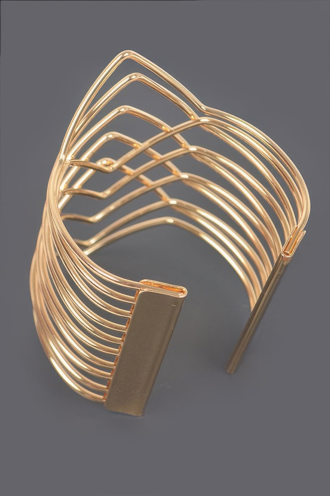 Geometric Open Cuff Bracelet With Polished Metal Finish Secondary image
