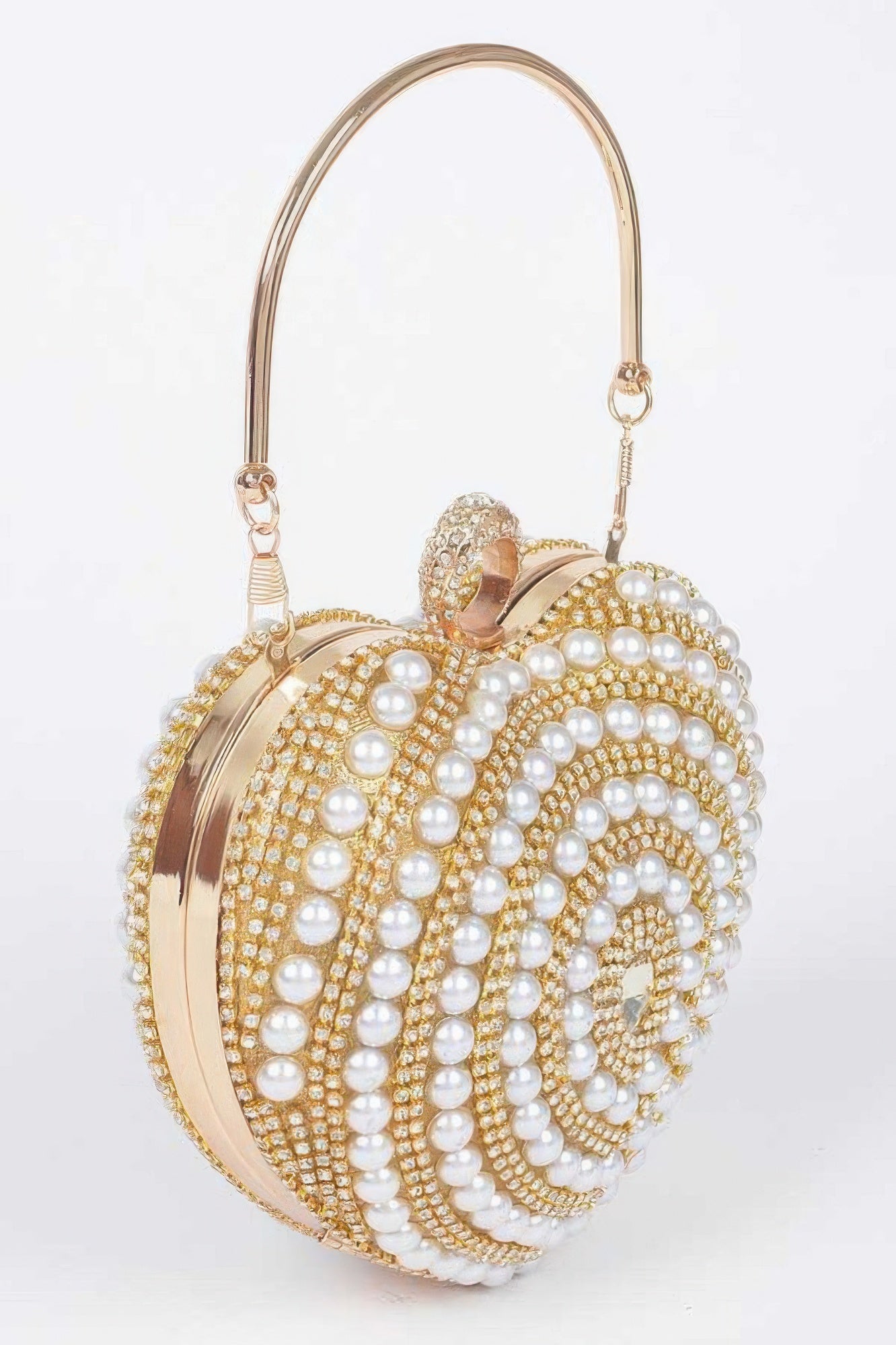 Gold Rhinestone Heart Clutch With Pearl Accents Secondary image