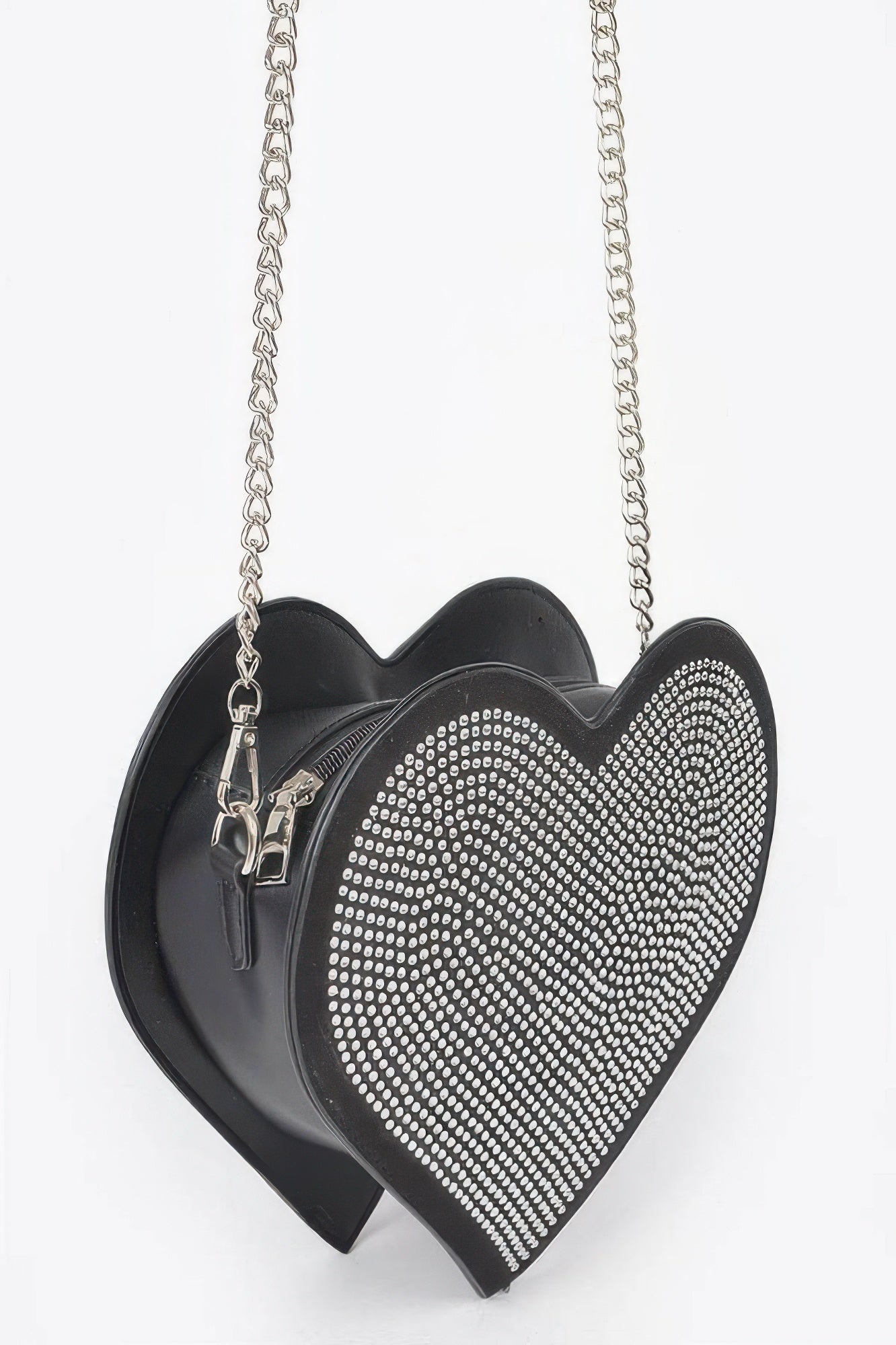Black Heart-Shaped Rhinestone Shoulder Bag Secondary image