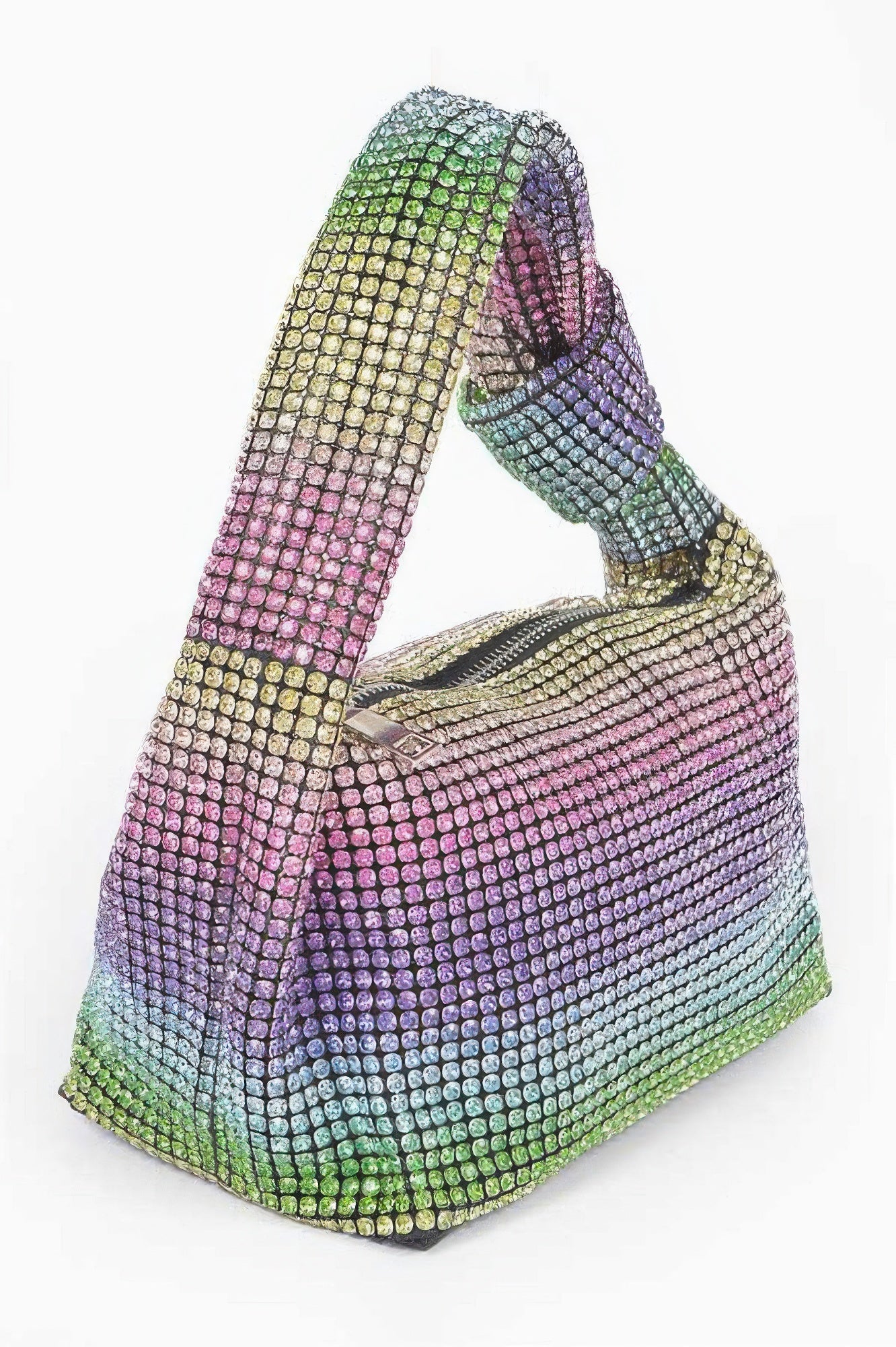 Multicolor Rhinestone Shoulder Bag with Zip Closure Secondary image