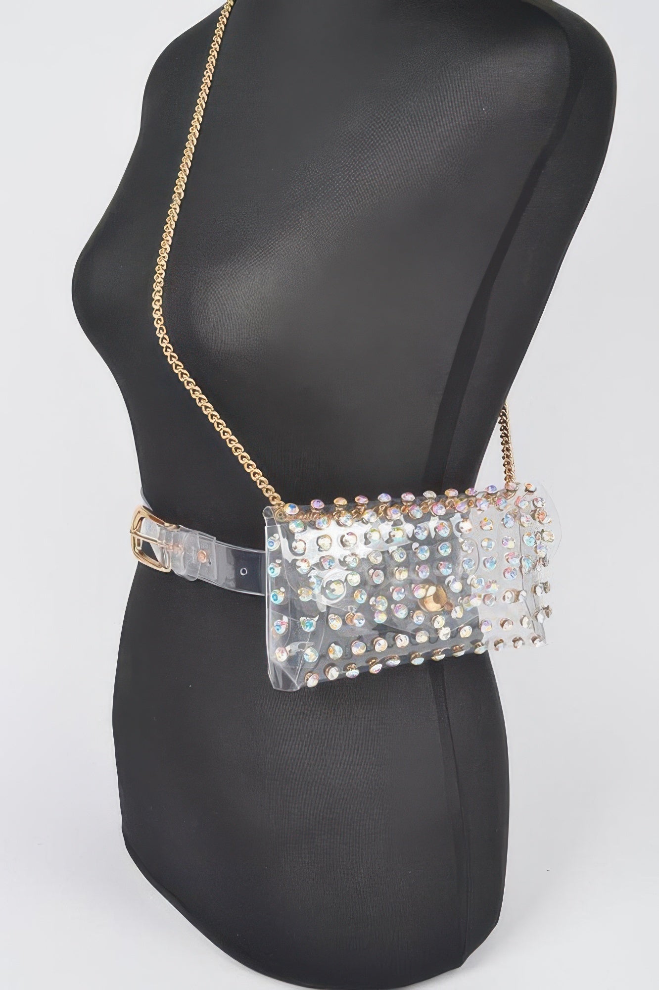Clear Rhinestone Plus Size Belt Bag with Chain Secondary image