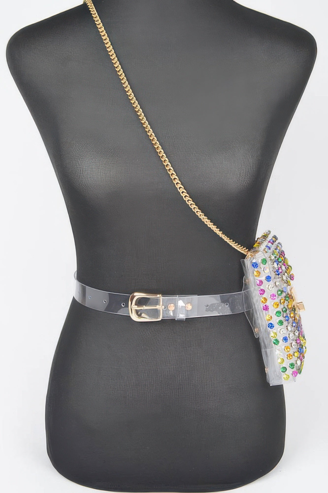 Clear Rhinestone Belt Bag With Detachable Chain Secondary image