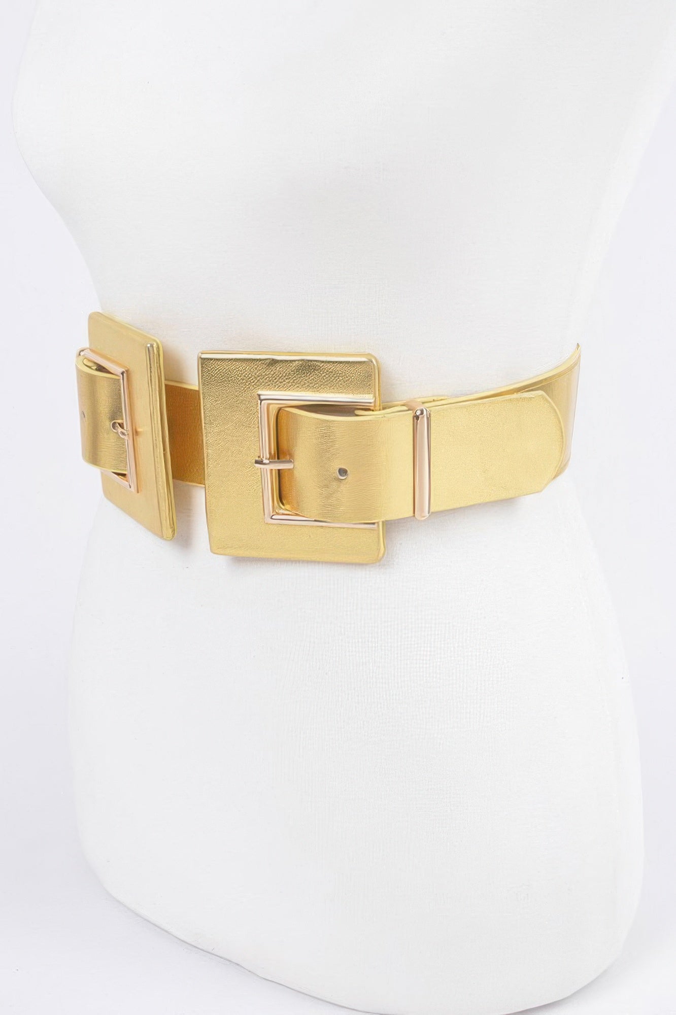 Plus Size Wide Elastic Belt with Double Buckles Secondary image