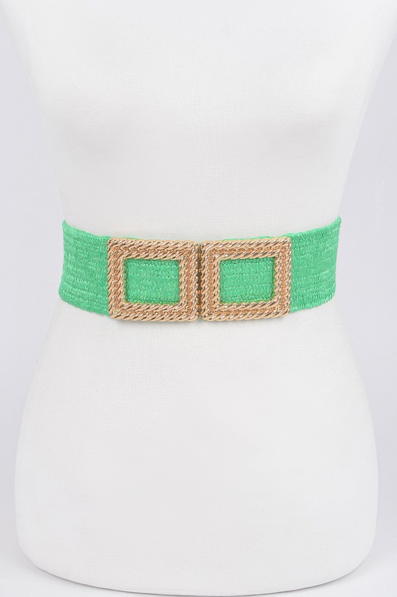 Woven-Texture Stretch Belt with Oversized Metal Buckle Secondary image