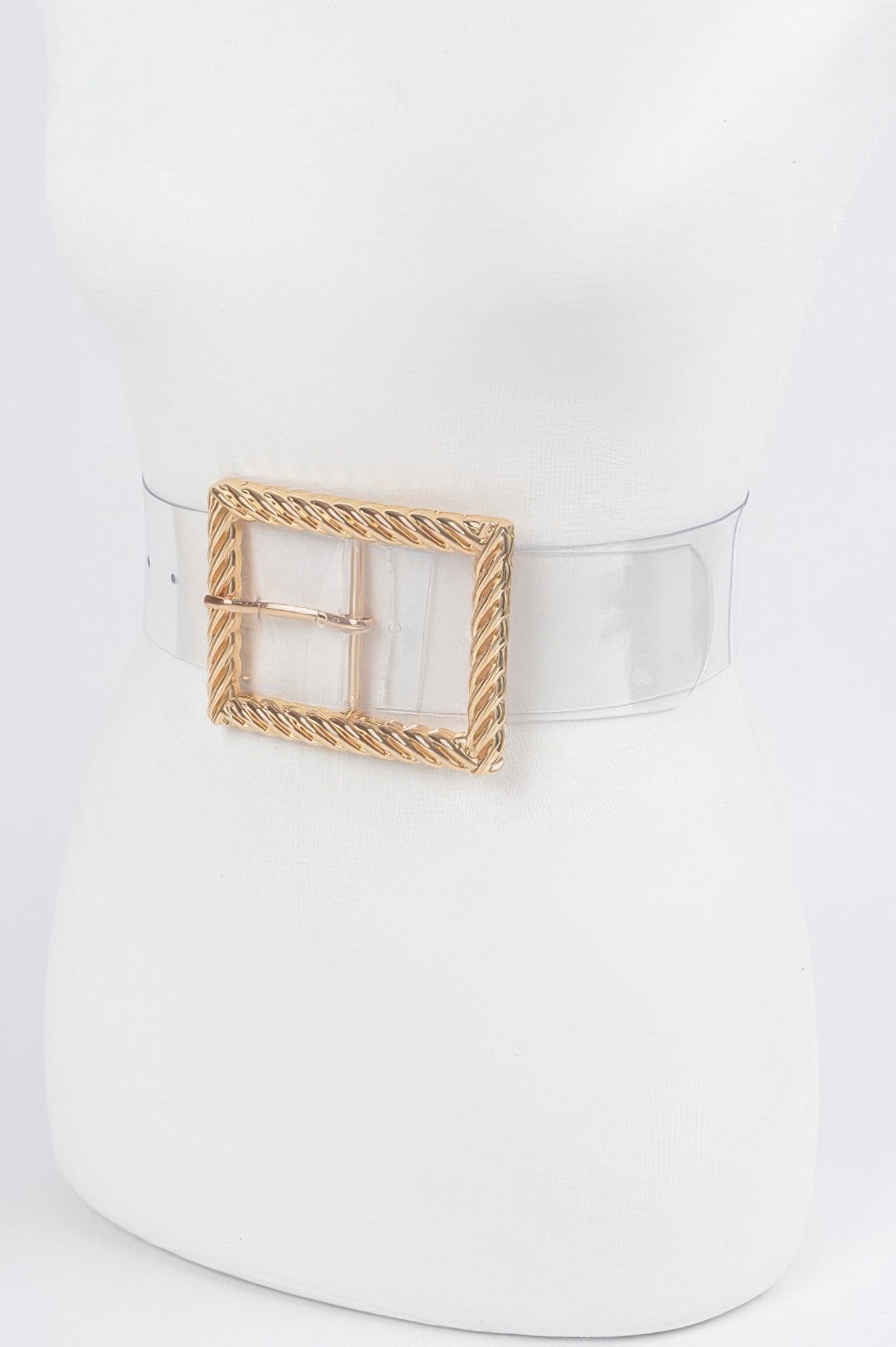 Clear Wide Belt with Textured Metal Buckle Secondary image