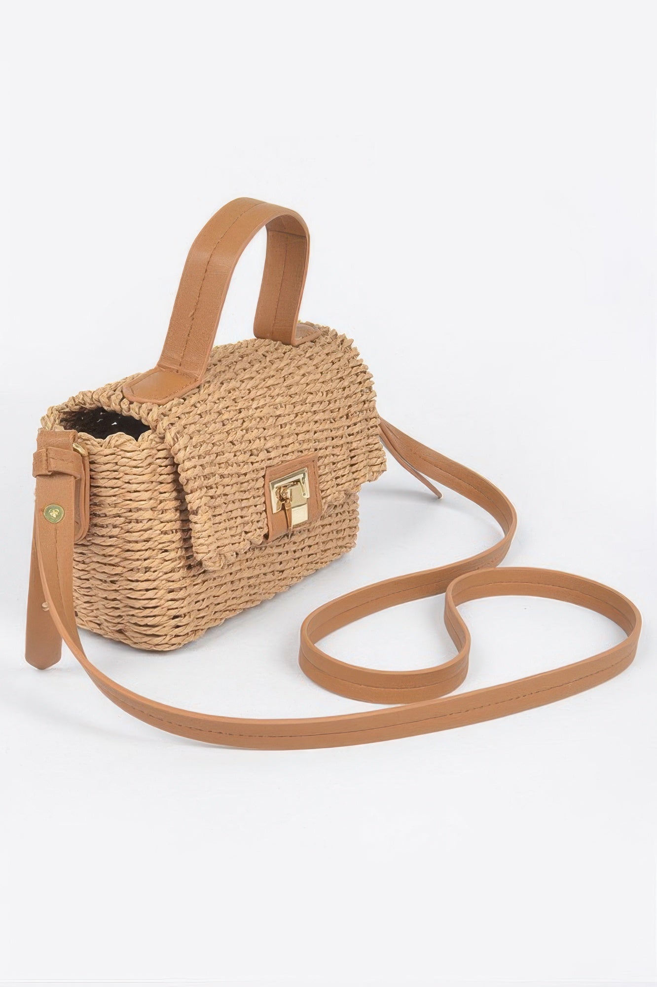 Khaki Woven Mini Top Handle Bag Secondary image
