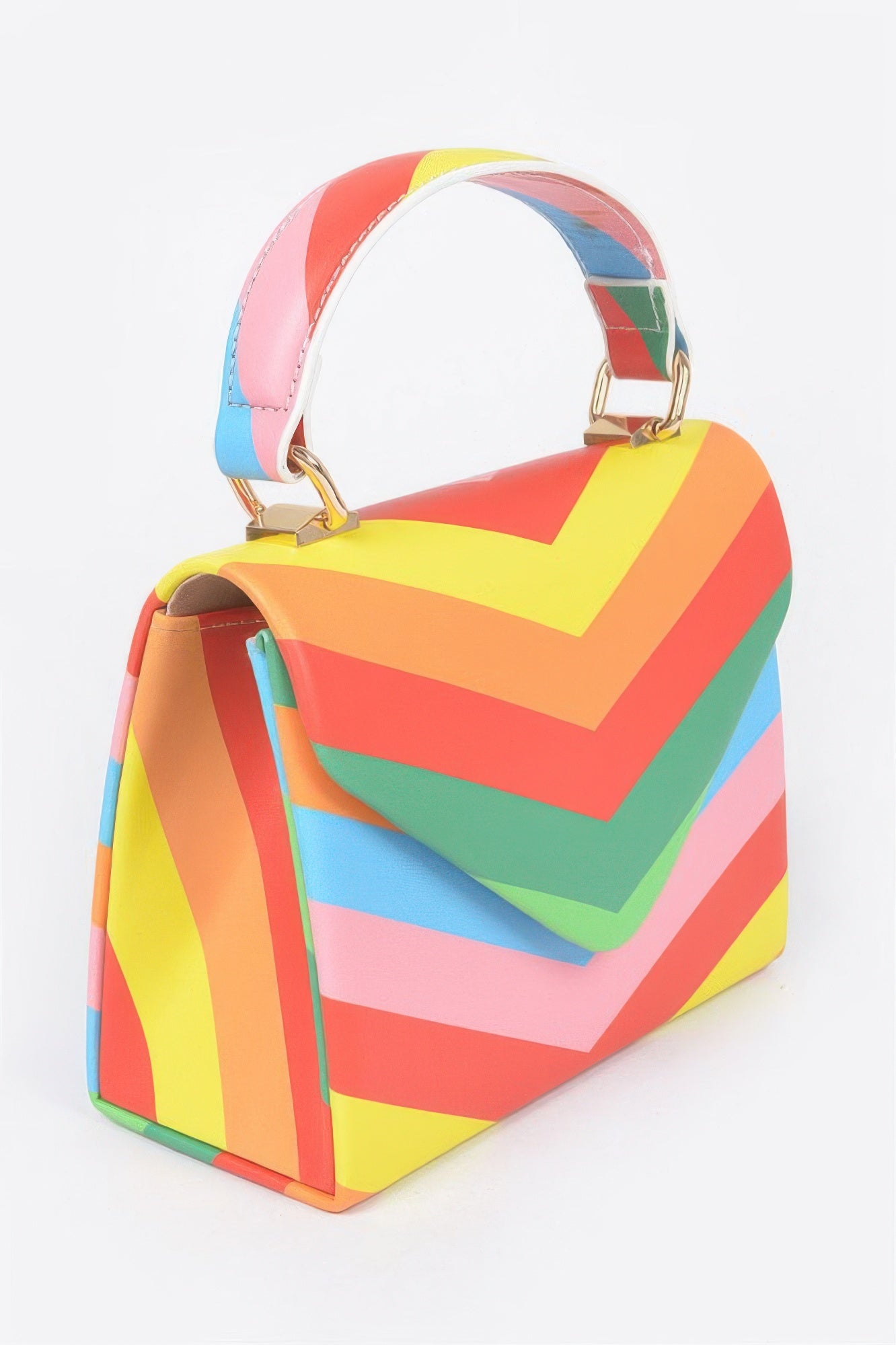 Multicolor Chevron Stripe Top Handle Clutch Secondary image