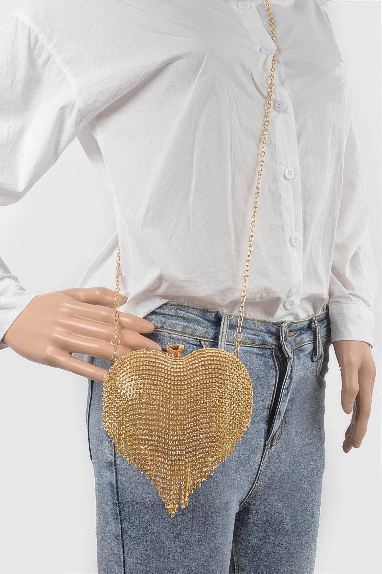 Rhinestone Fringe Chain Clutch Secondary image