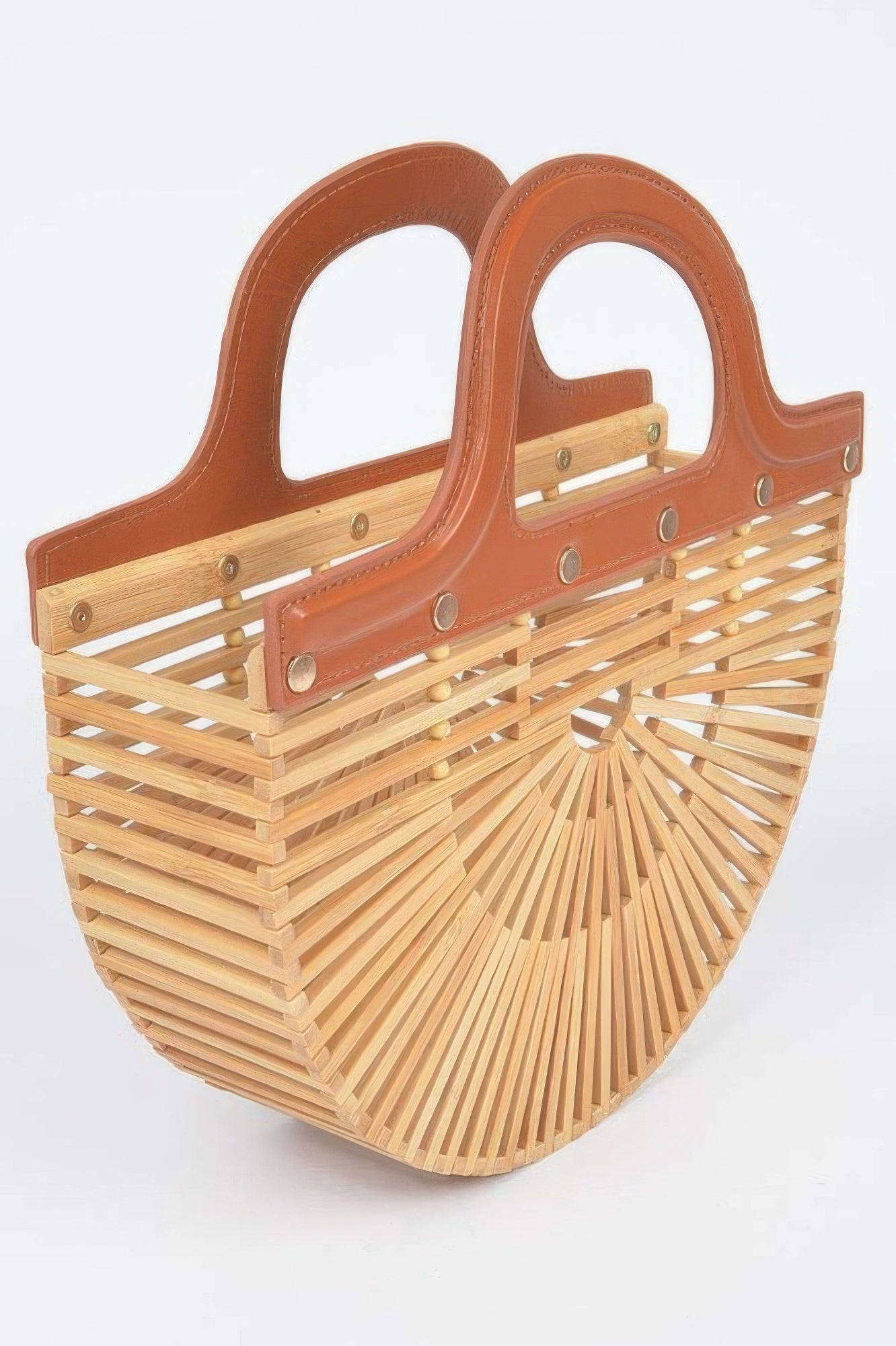 Natural Bamboo Slat Top Handle Bag Secondary image