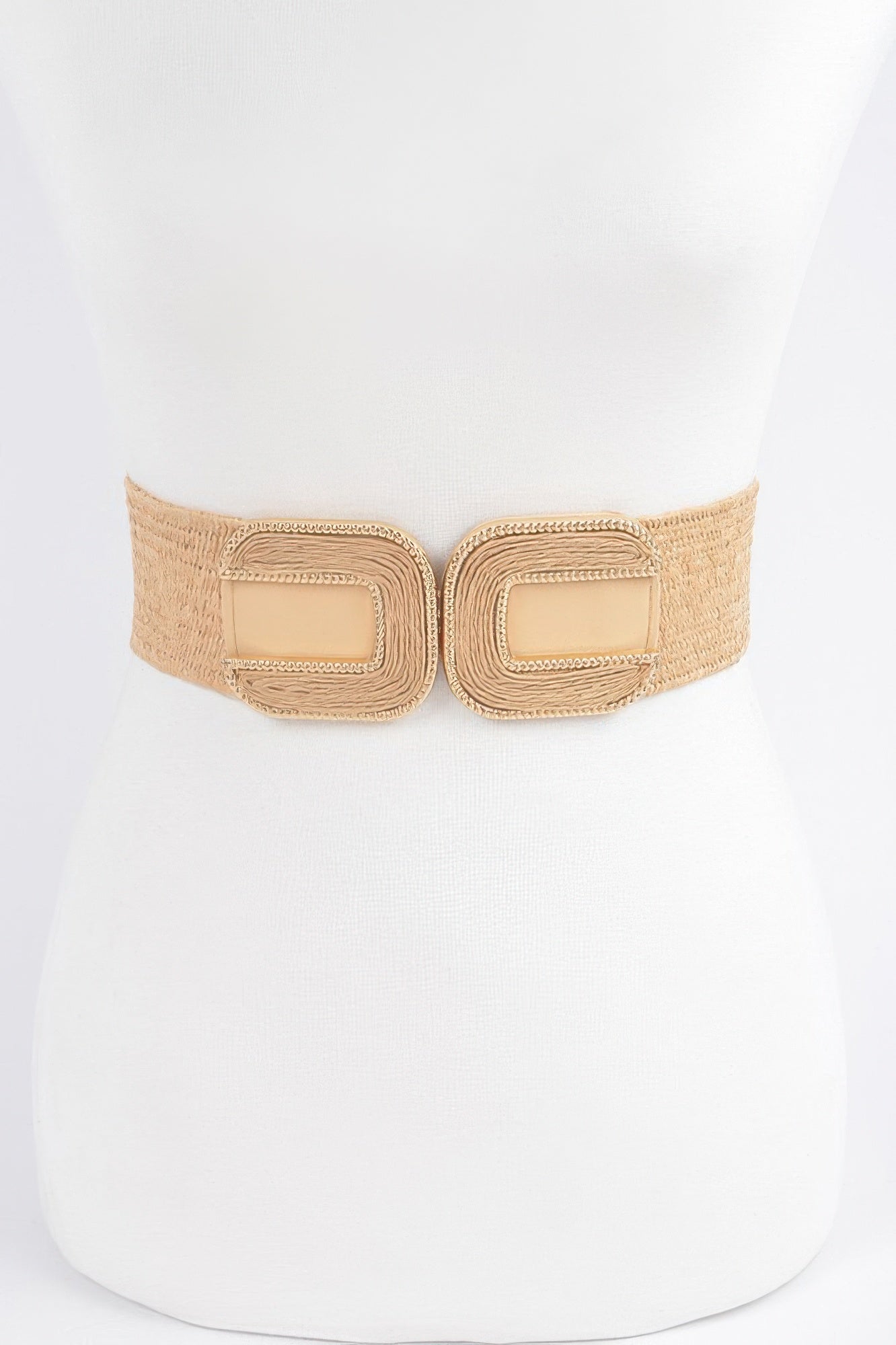Faux Straw Elastic Belt with Double Buckle Secondary image