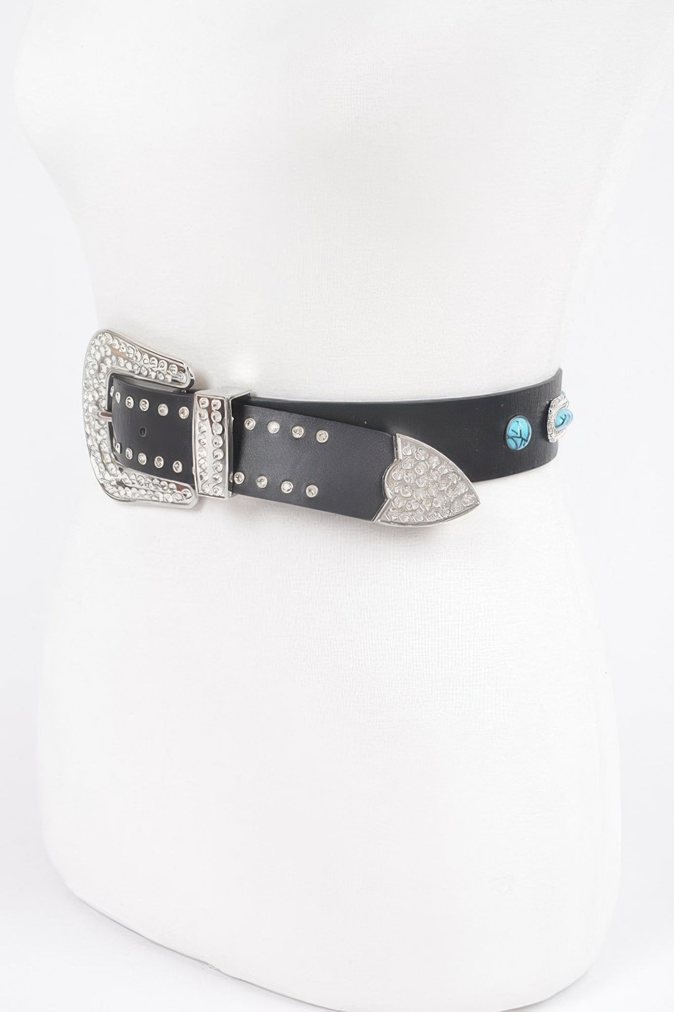 Western-Inspired Turquoise Accent Belt With Ornate Buckle Secondary image