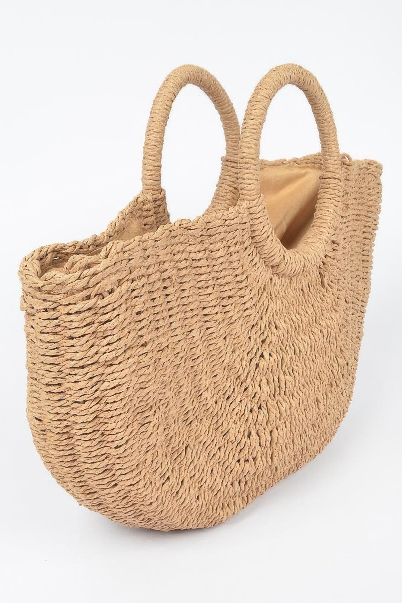 Khaki Straw Woven Oversized Tote Bag Secondary image