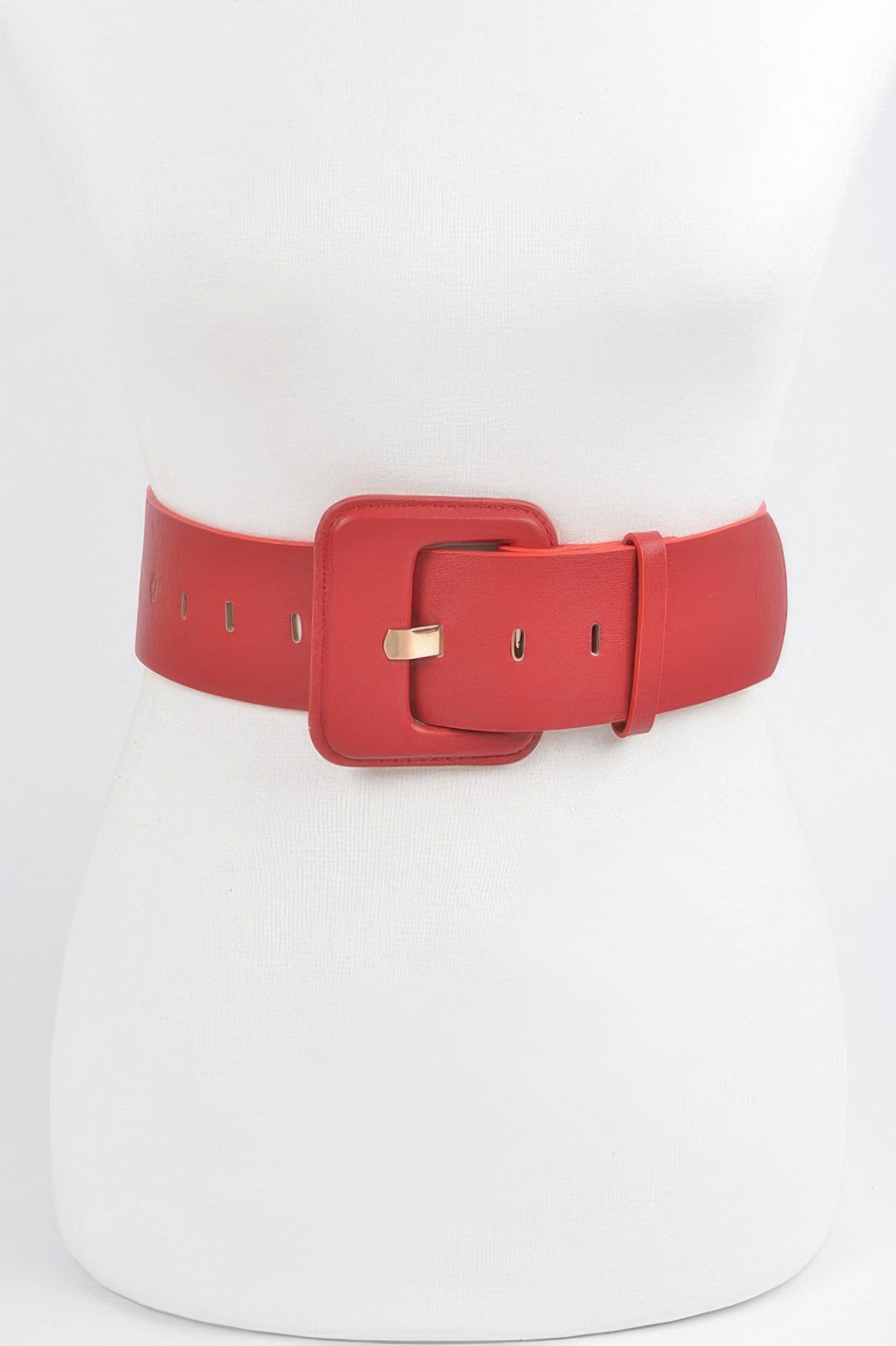 Wide Faux Leather Belt with Statement Buckle Secondary image