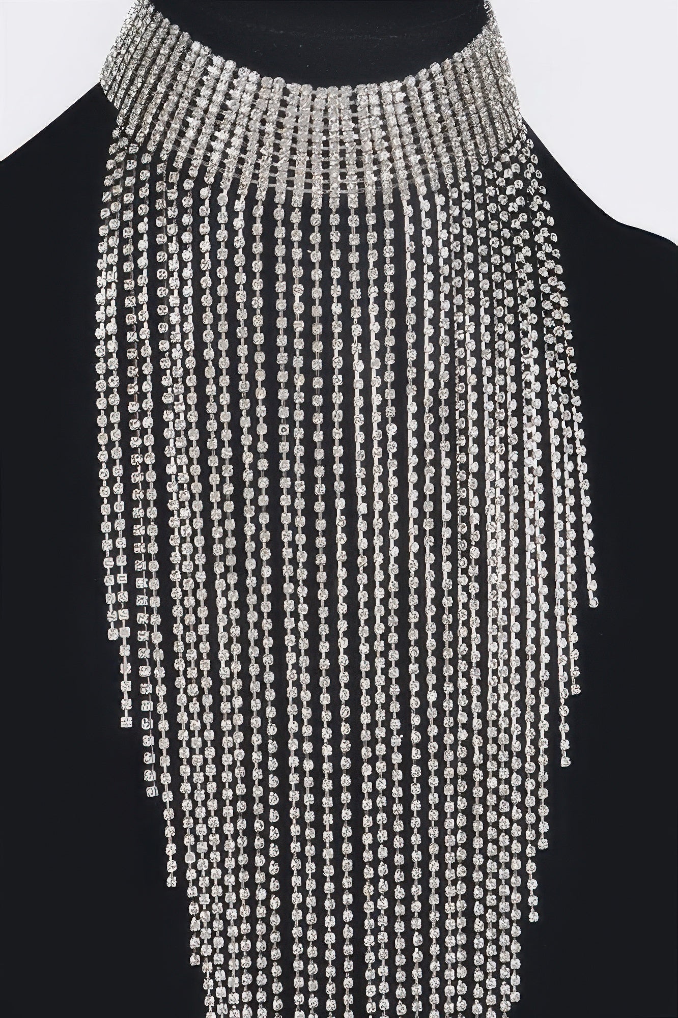 Rhinestone Choker With Cascading Tassel Chains Secondary image