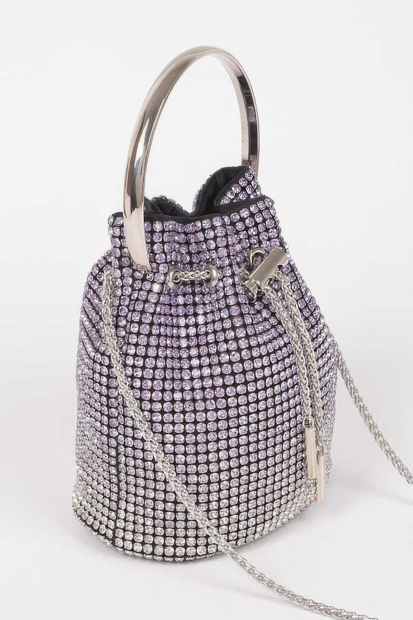 Rhinestone Ombre Bucket Handbag with Chain Strap Secondary image