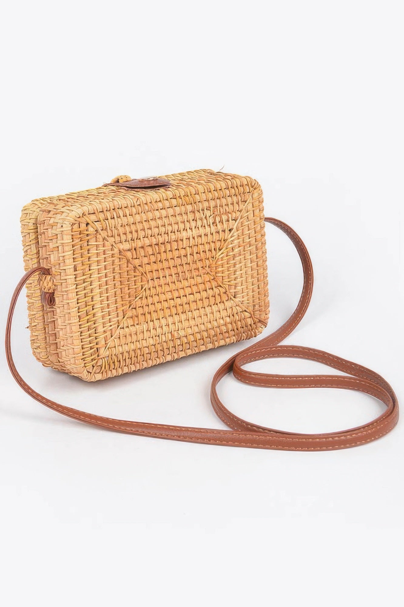 Natural Bamboo Woven Box Crossbody Bag Secondary image