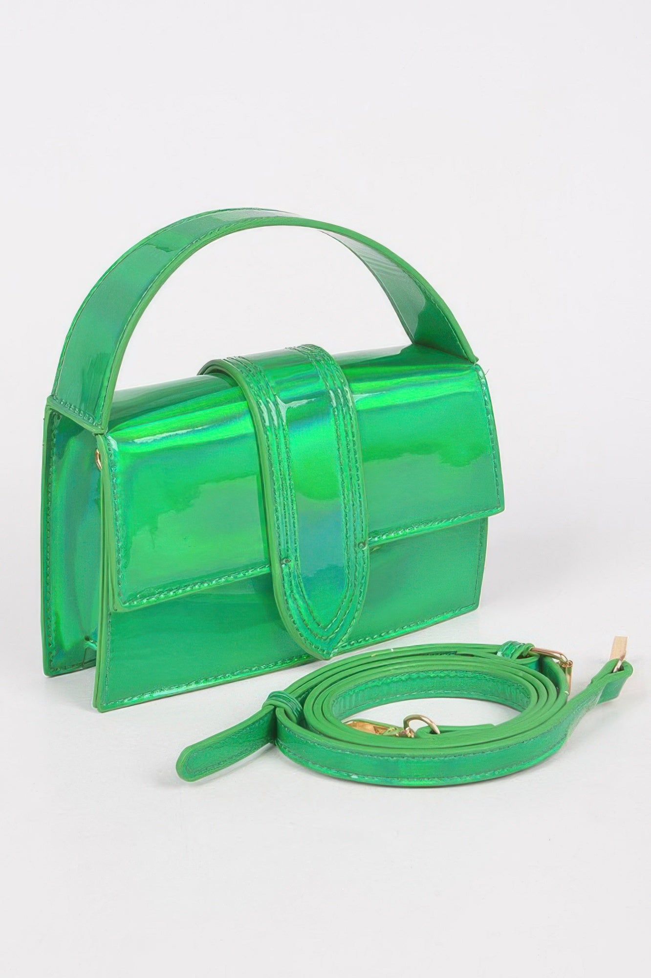 Metallic Structured Top Handle Crossbody Bag Secondary image