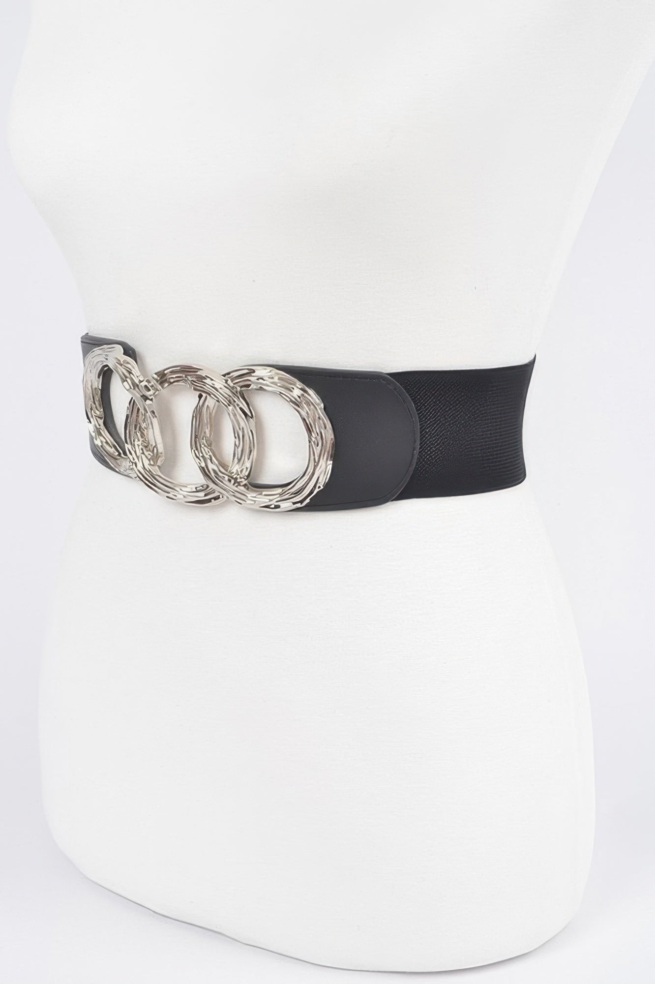 Wide Elastic Belt with Triple O-Ring Buckle Secondary image