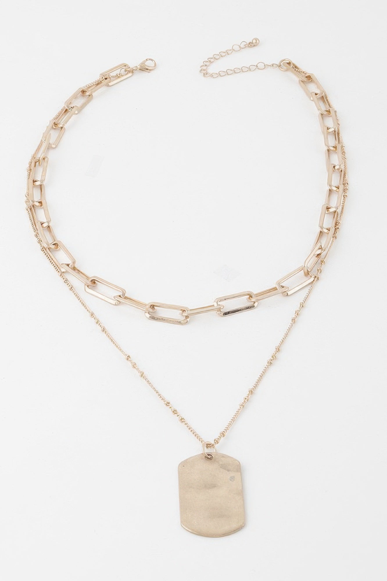 Layered Gold Paperclip Chain Tag Necklace Secondary image