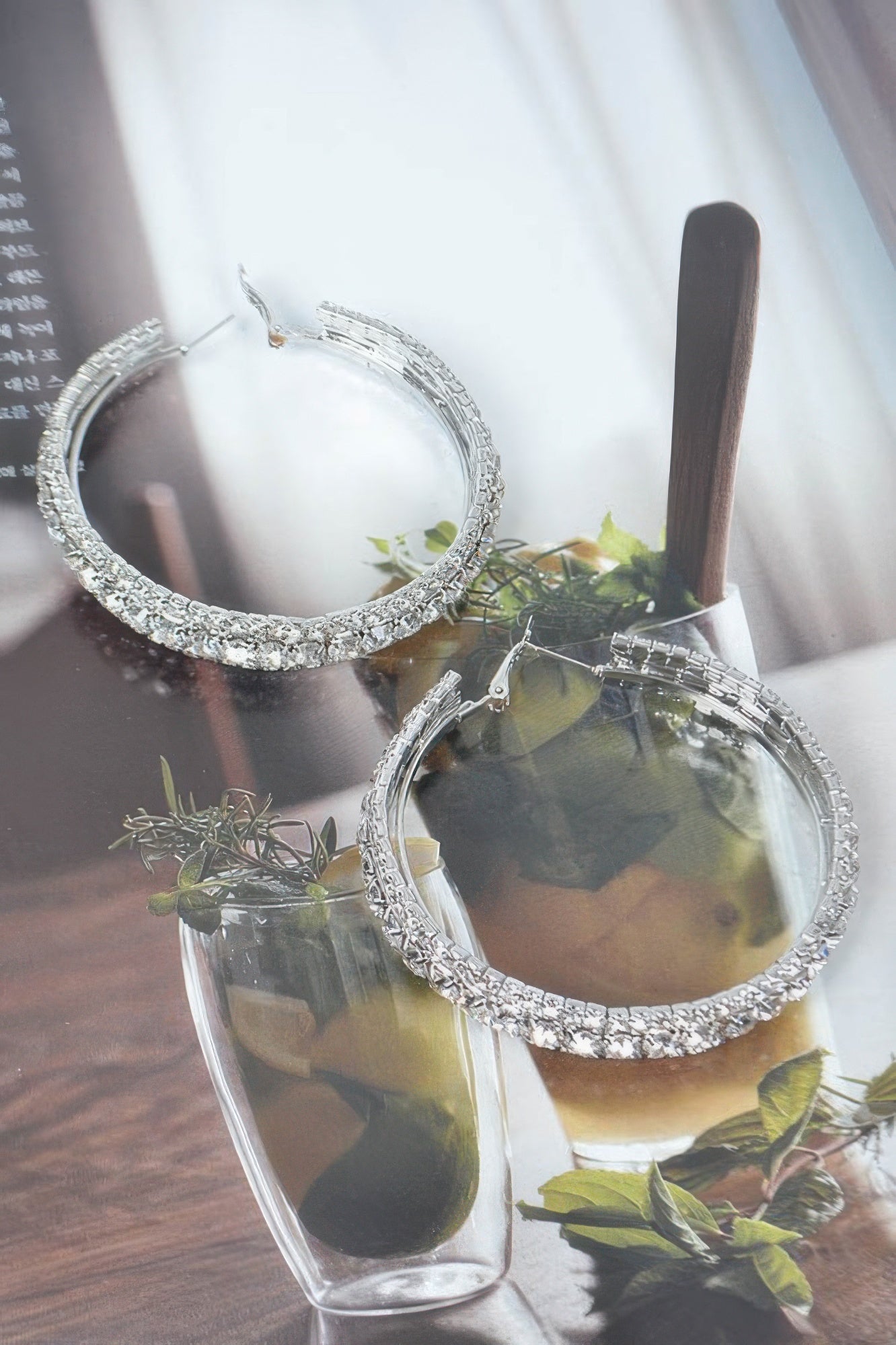 Rhinestone 60mm Hoop Earrings Secondary image