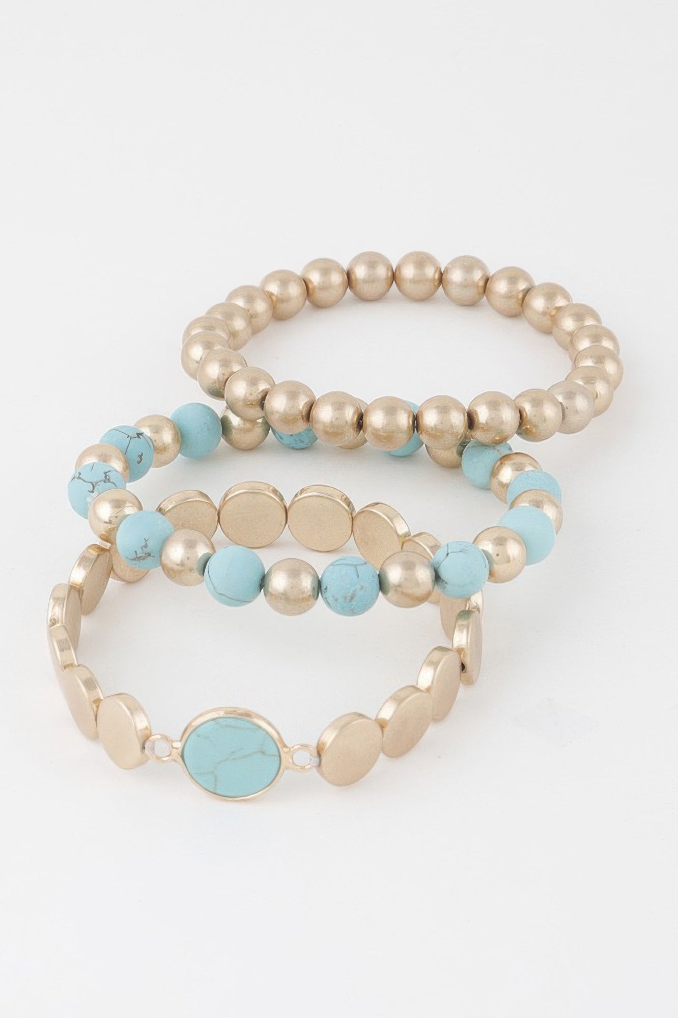 Mixed-Texture Beaded Stretch Bracelet Secondary image