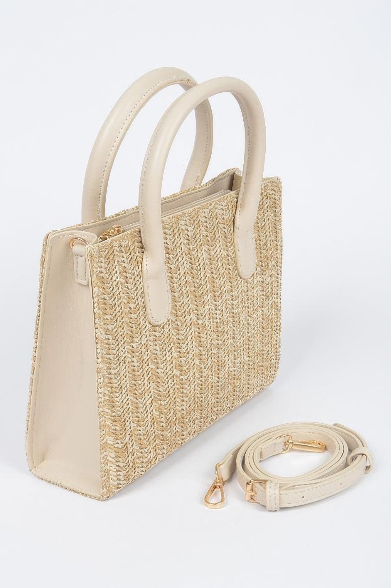 Natural Faux Straw Texture Mini Tote Secondary image