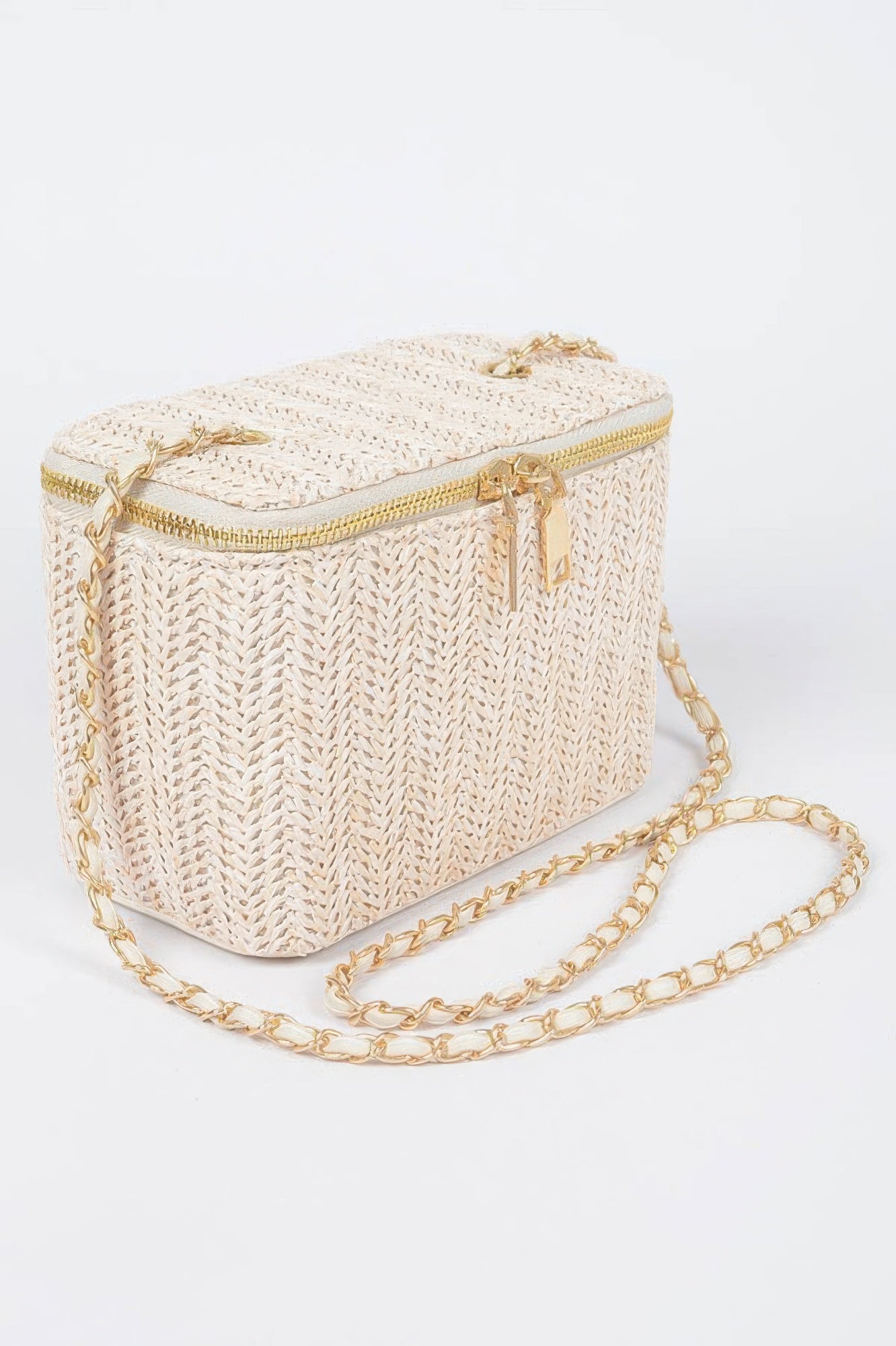 Natural Woven Cosmetic Case With Chain Strap Secondary image