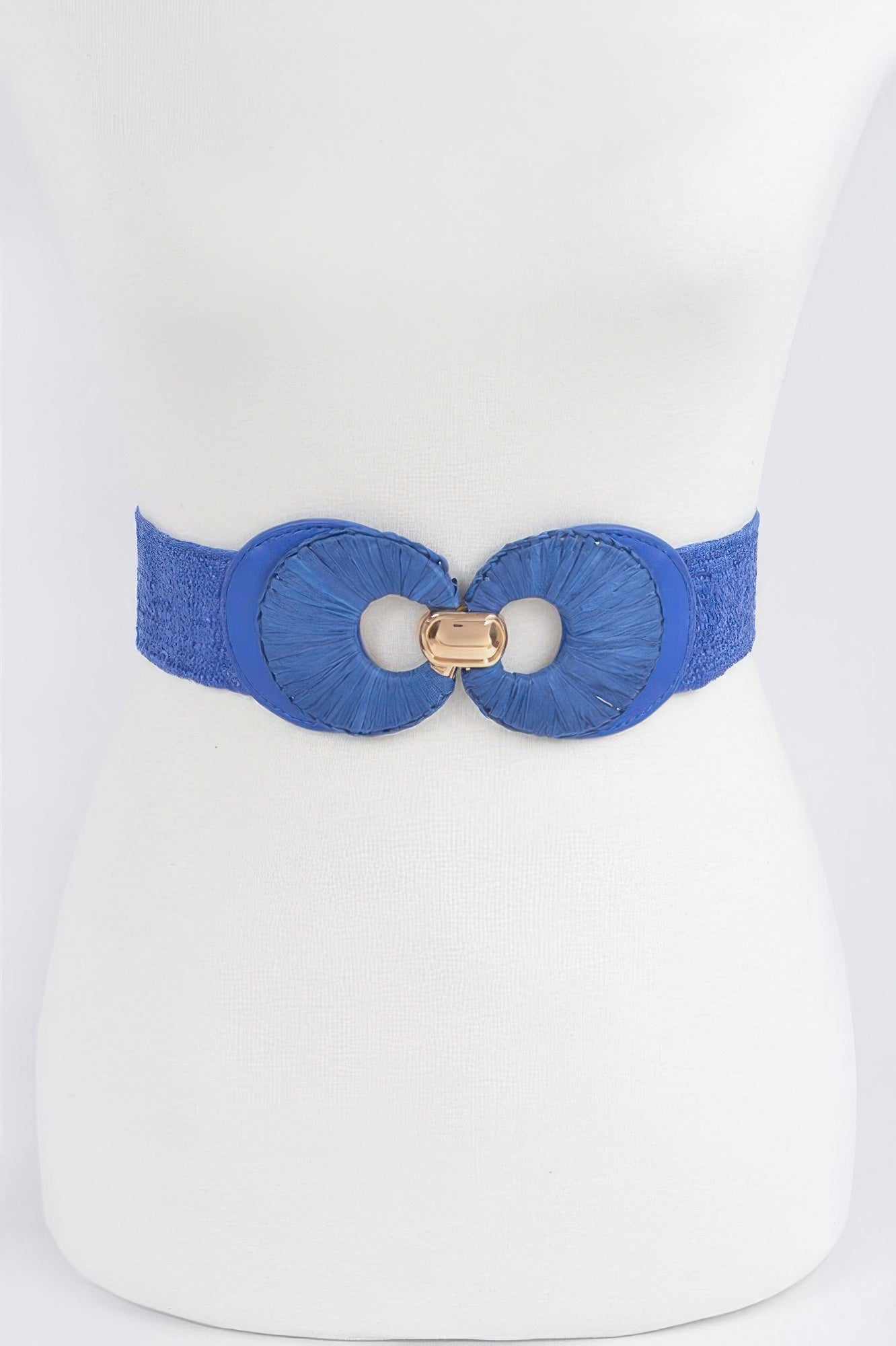 Textured Elastic Waist Belt with Double Circle Detail Secondary image