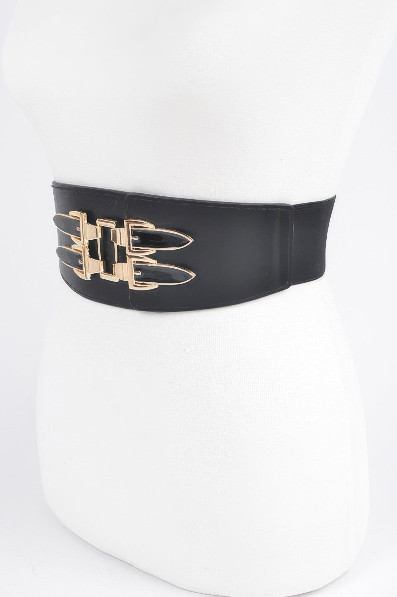 Wide Black Elastic Belt with Statement Metal Buckle Secondary image