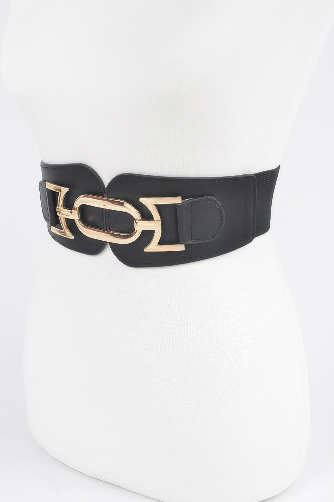 Wide Elastic Waist Belt with Statement Metal Buckle Secondary image