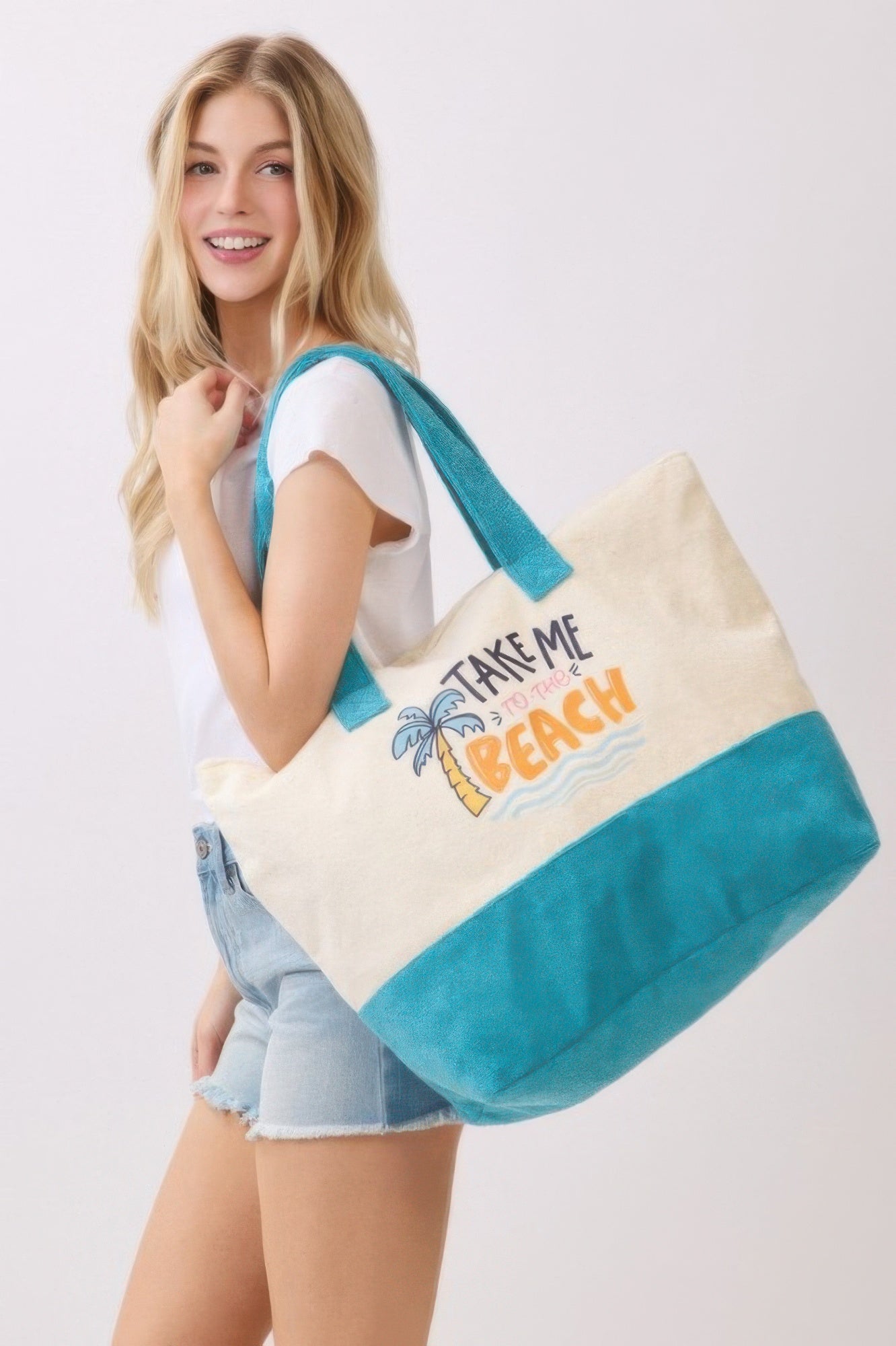 Beach Graphic Terry Tote With Blue Accents Secondary image